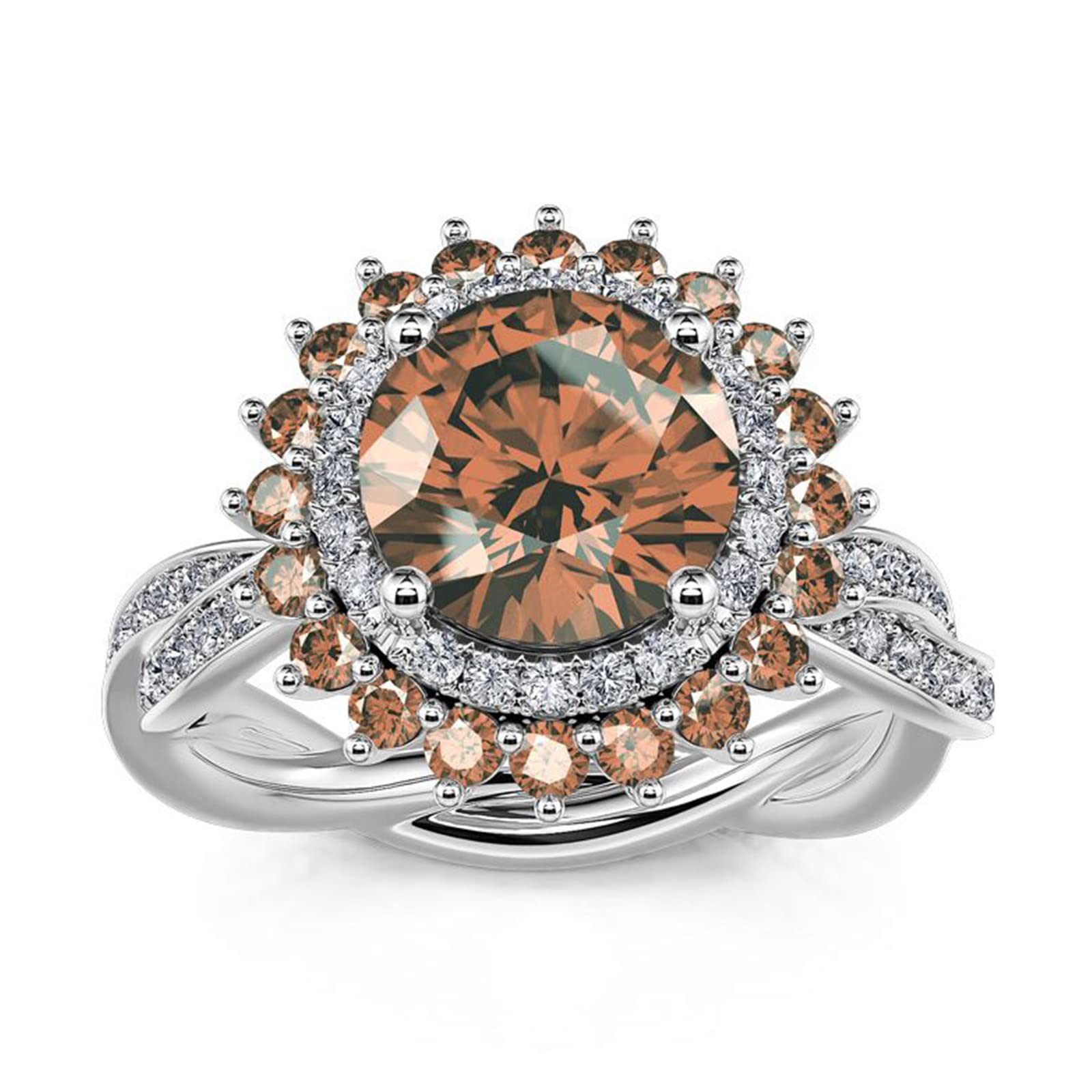 Jeulia Sterling Silver Fidget Ring for Women - Rotating Flower Anxiety Ring with Diamond & Birthstone, Engagement & Promise Jewelry, Gift for Mother's Day (Includes Gift Box) - Perfect for Stress Relief, Focus & Everyday Wear