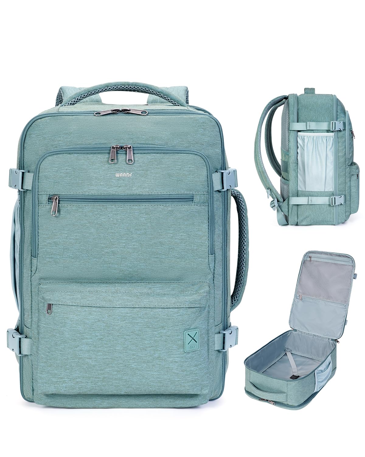 WANDF 18x14x8 Inch Travel Backpack - Approved Spirit Airlines Personal Item Bag with Wet Pocket & Laptop Compartment, Lightweight Carry-On Backpack for Men & Women (Turquoise) - Perfect for Air Travel, Business Trips & Daily Commute