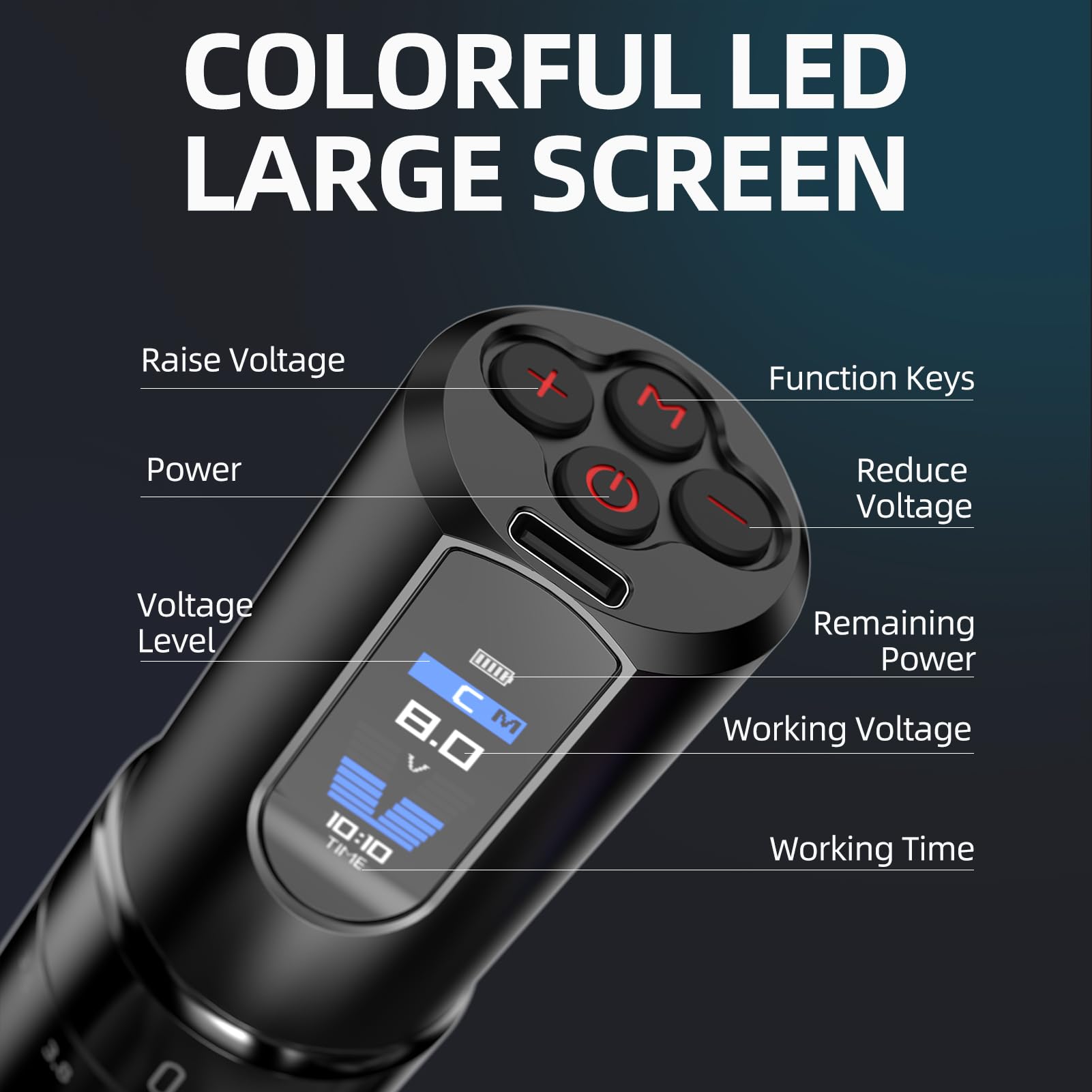 Professional Wireless Tattoo Pen Machine with Adjustable Stroke & LED Display - 2000mAh Battery Rotary Tattoo Gun for Artists - Perfect for Tattoo Shops, Home Studios & Professional Tattooing Sessions