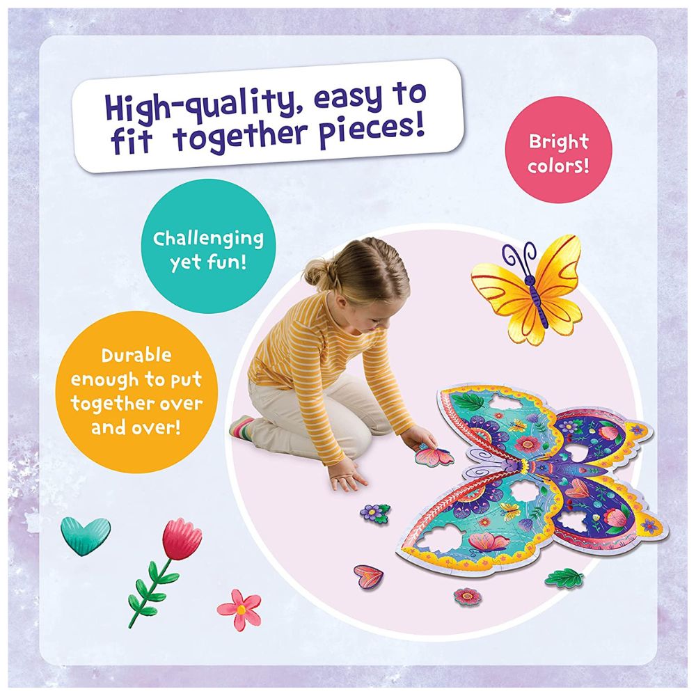 Peaceable Kingdom Shimmery Butterfly Floor Puzzle - 48 Piece Jigsaw Puzzle for Kids Ages 3-6, Educational Toy for Preschool Learning & Home Playtime