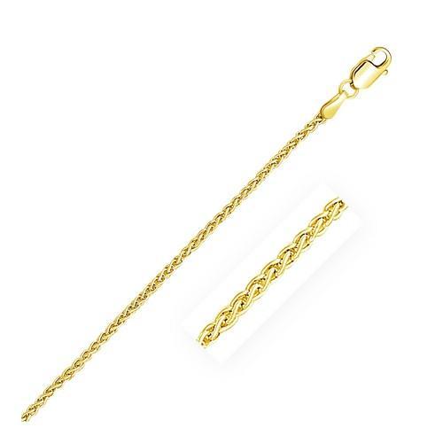 2.1mm 14k Yellow Gold Round Wheat Chain Necklace - 20 Inch Length for Women & Men - Perfect for Layering, Gifts, and Everyday Wear