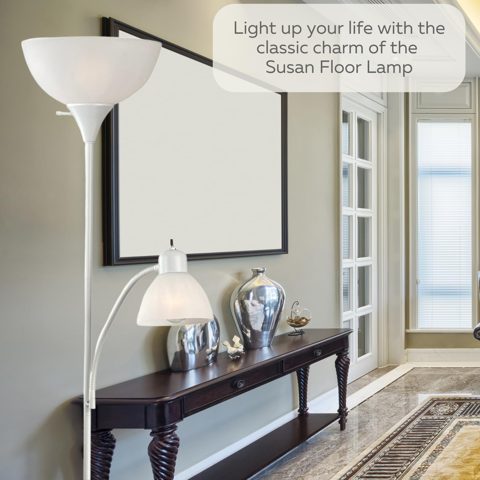 Adjustable Floor Lamp with White Plastic Shade - 72