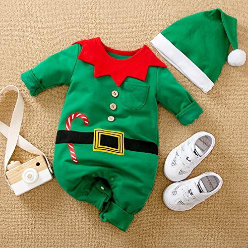 Adorable Christmas Baby Romper Set for Girls & Boys - Long Sleeve Jumpsuit with Matching Hat | Newborn Holiday Outfit for Family Photos & Christmas Celebrations