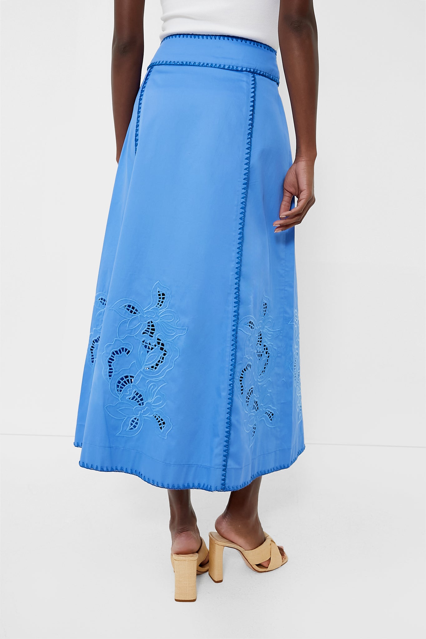 Blue Rosalie Skirt for Women - Flowy Midi Skirt with Pockets | Perfect for Summer, Beach, Office & Casual Outfits