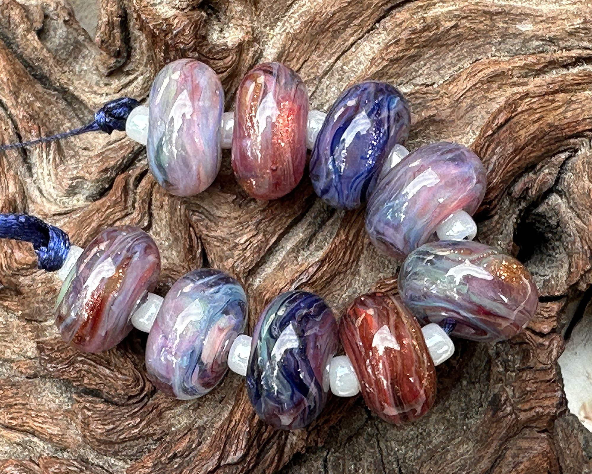 9pcs Swirl Glass Lampwork Beads for Jewelry Making - DIY Bracelet, Necklace & Craft Projects - Perfect for Garden Party, Boho & Summer Fashion Accessories