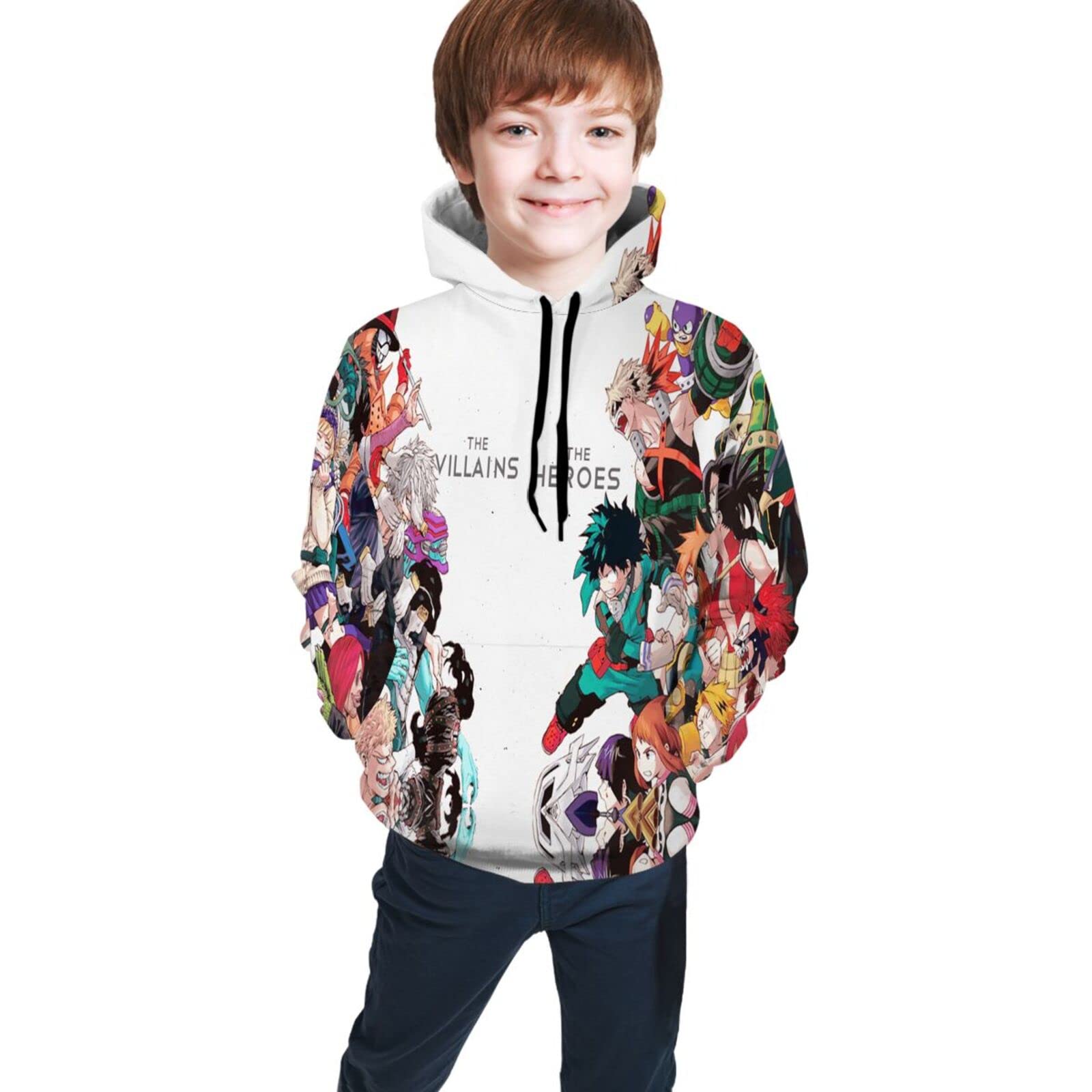 POWAHRE Anime Hooded Sweatshirt for Boys & Girls - Trendy Teen Cartoon Pullover for School, Casual Wear & Cosplay