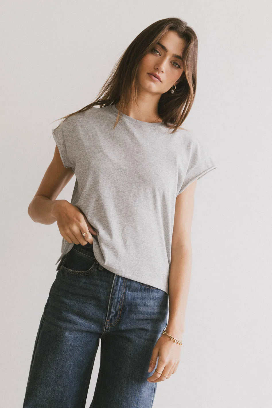 Harry Cutoff Top in Grey - Stylish Women's Crop T-Shirt for Summer Outfits & Casual Wear | FINAL SALE