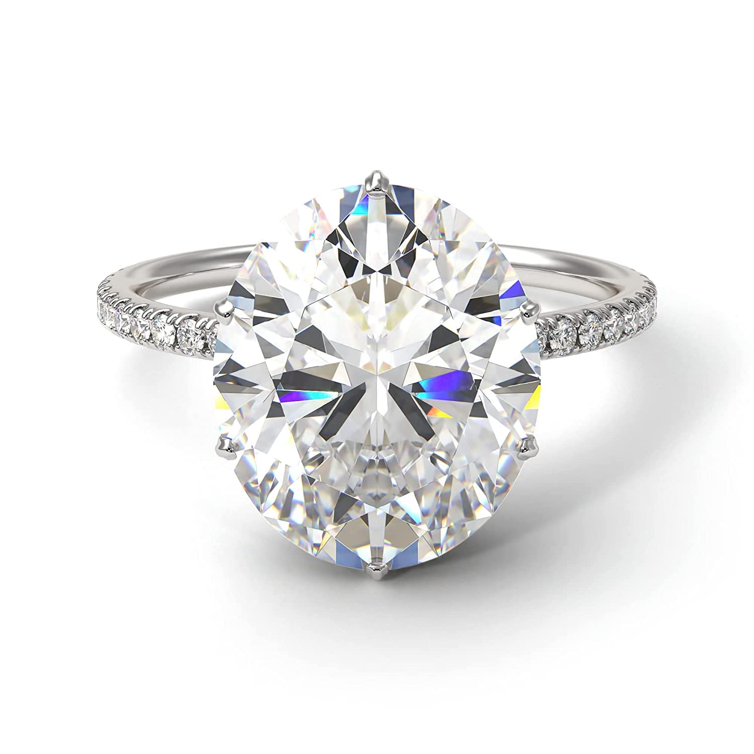 14K-18K White Gold Hidden Halo Oval Moissanite Engagement Ring for Women - Premium Oval Cut Diamond Alternative, Elegant Proposal Ring for Anniversary & Valentine's Day Gifts