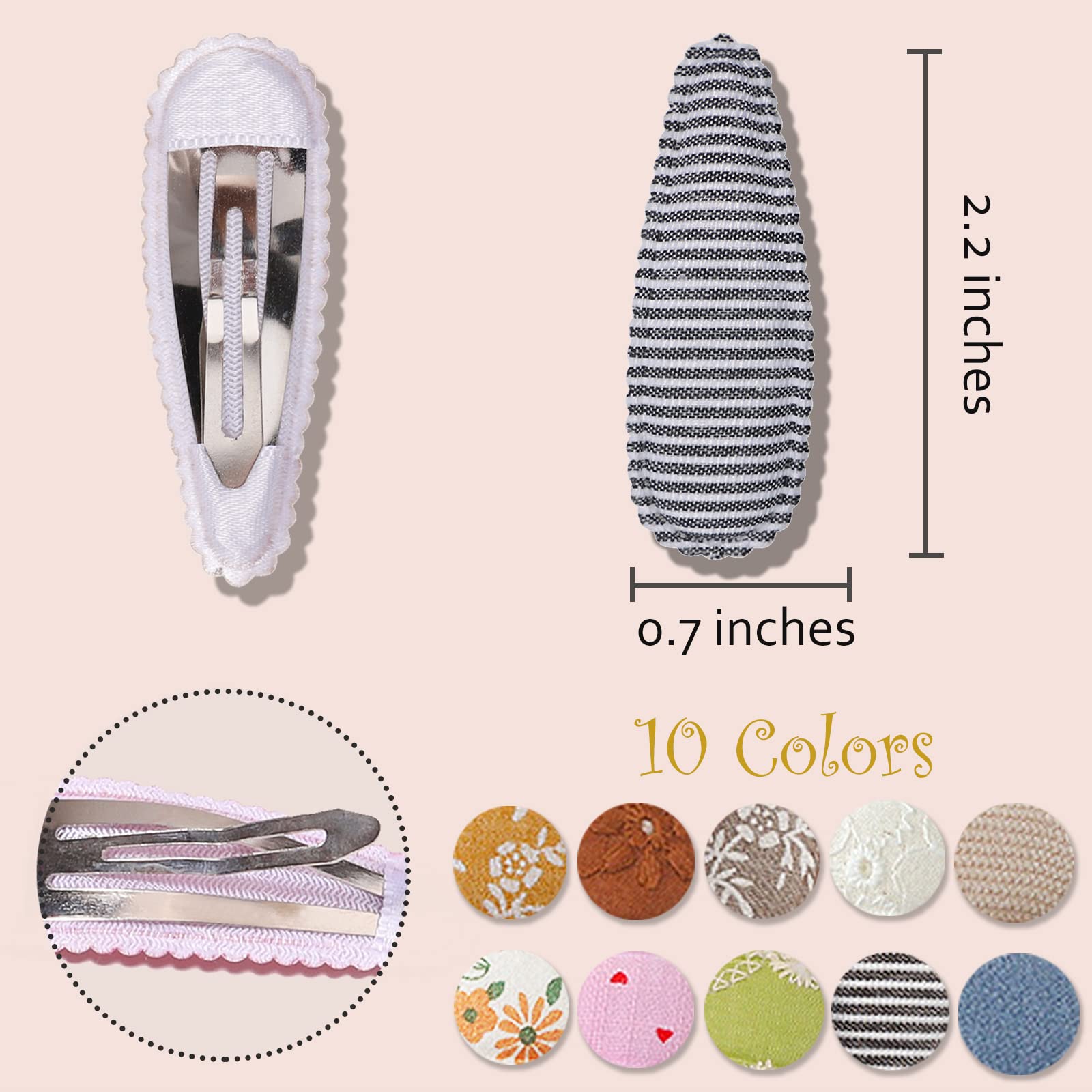 20Pcs Spring Floral Embroidered Hair Clips for Girls - Non-Slip Snap Barrettes for Toddlers & Kids | Perfect for School, Parties & Daily Hair Styling