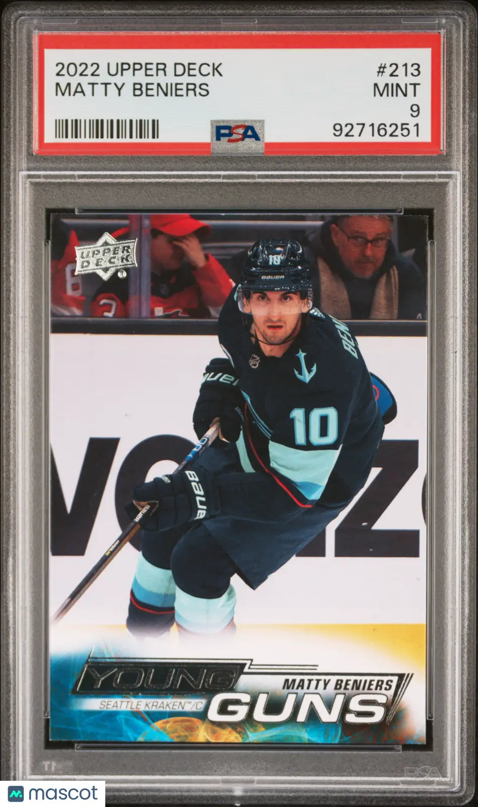 2022-23 Upper Deck Series 1 Hockey Matty Beniers Young Guns Rookie Card #213 PSA 9 Mint - Perfect for Collectors, Investors & Hockey Fans (Game Room, Man Cave, Sports Memorabilia Display)