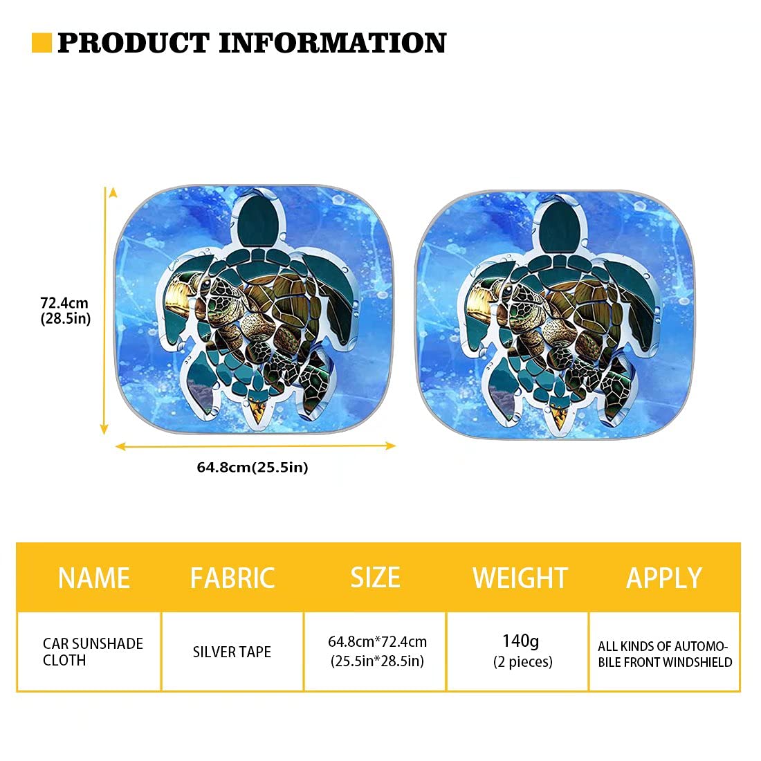 Forchrinse 2-Piece Foldable Avocado Windshield Sun Shade for Cars - UV Protection Sun Shield for Front Windshield, Universal Fit for Most Vehicles - Perfect for Summer Driving, Road Trips & Parking Protection