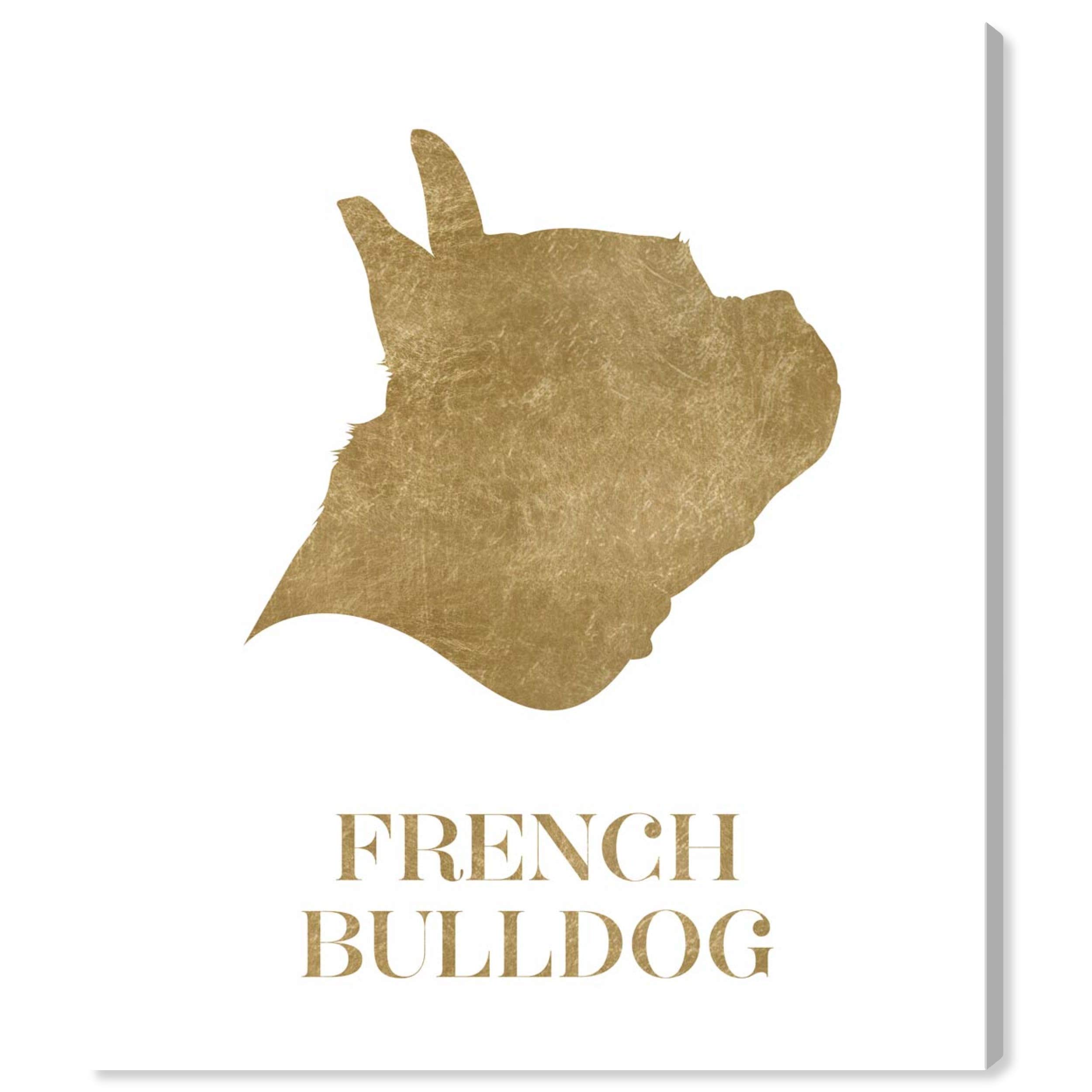 Oliver Gal Artist Co. French Bulldog Silhouette Canvas Wall Art - 30x36 Inch Gold & White Animal Print for Living Room, Bedroom, Office Décor | Premium Home Decor Gift Idea