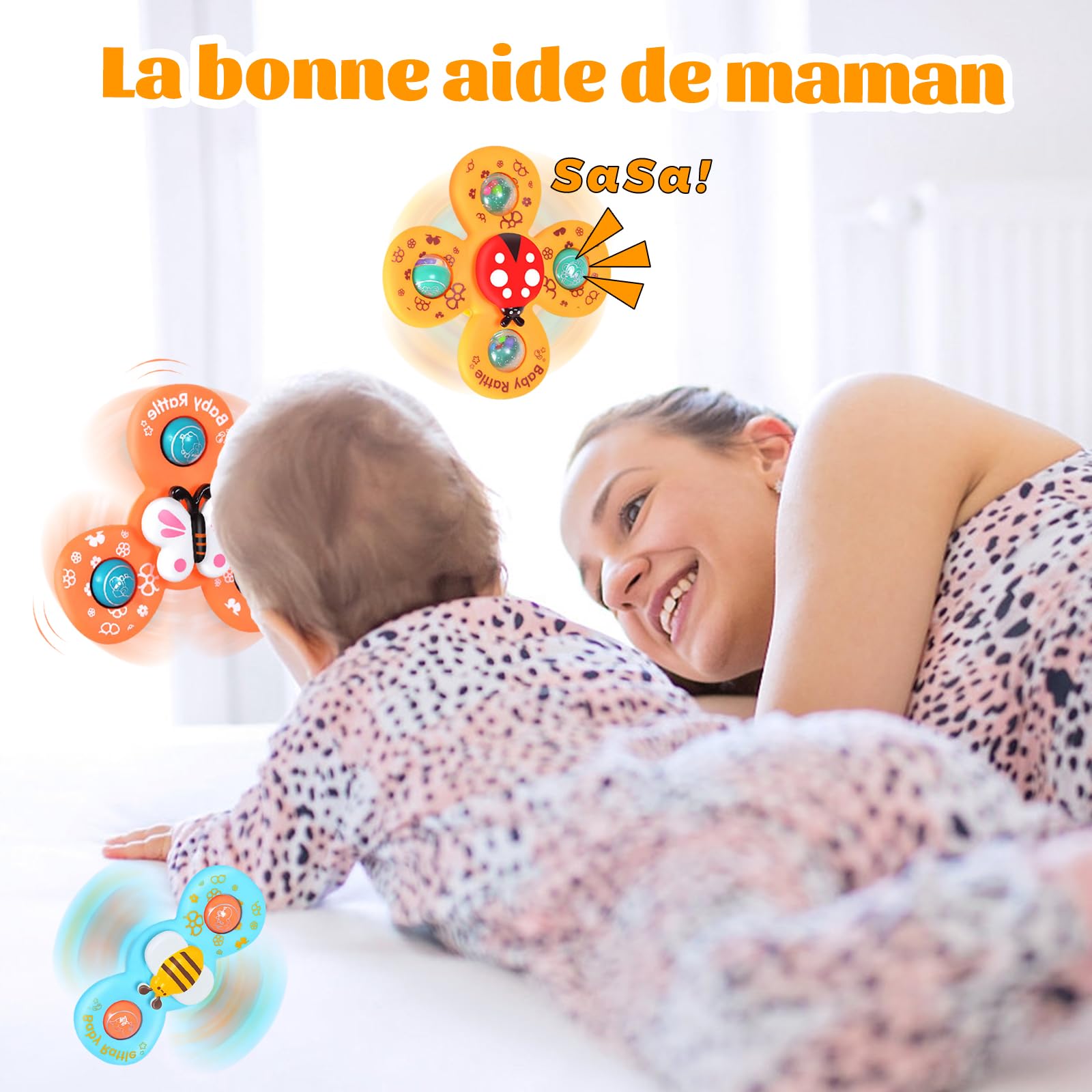 Baby Spinner Suction Cup Toy - 6 Pack Sensory Bath Toys for Toddlers, Fun Animal Hand Spinners for Boys & Girls - Perfect for Bathtime Play, Early Learning & Sensory Development (Duck, Fish, Octopus Designs)