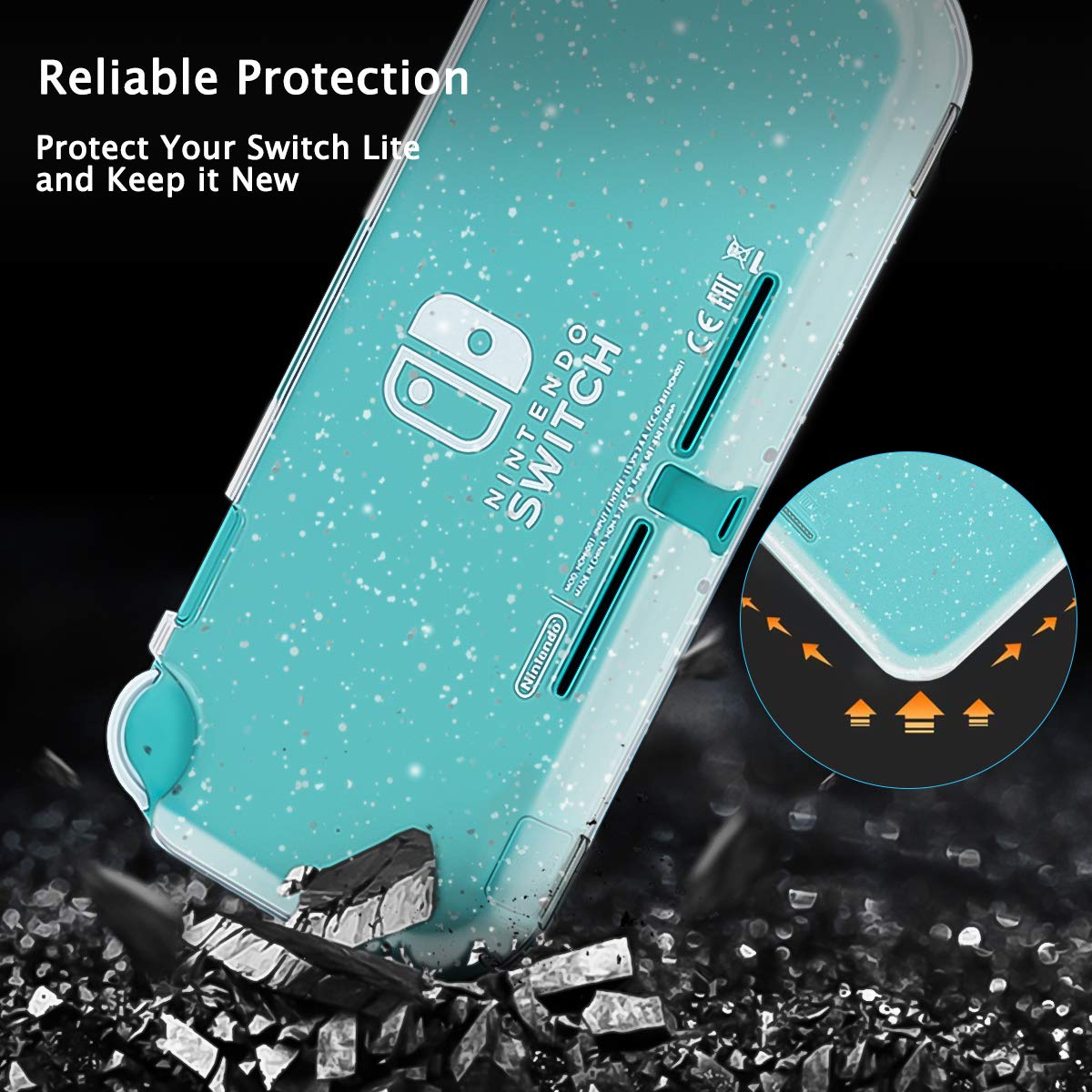 DLseego Switch Lite 2019 Protective Case - Glitter Bling Soft TPU Cover for Nintendo Switch Lite (2019 Model) with 2 Pack Screen Protectors | Shockproof, Scratch Resistant | Perfect for Gaming, Travel & Daily Protection