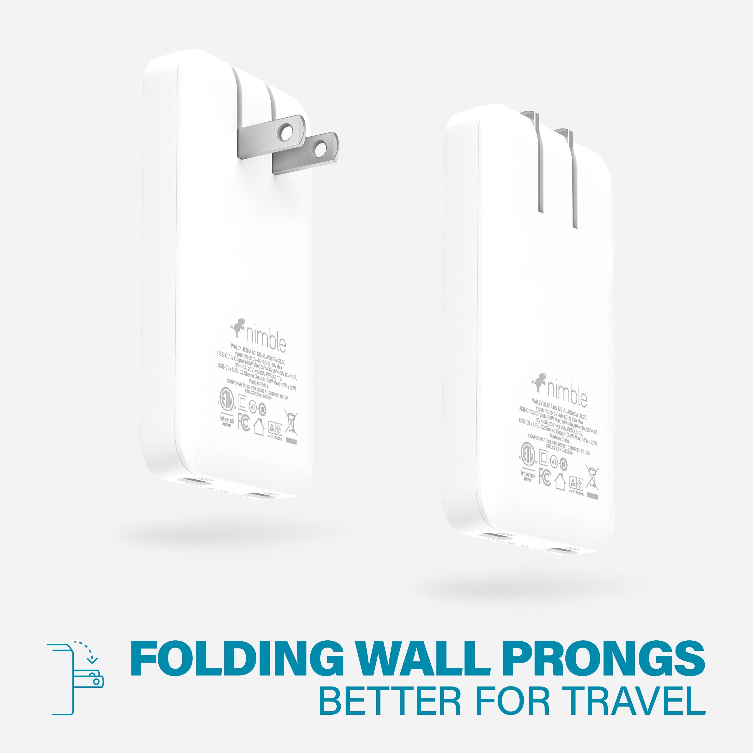 WALLY Ultra 65W Fast Wall Charger - Compact & Powerful USB-C PD Charger for iPhone 15/14/13, MacBook, iPad, Samsung Galaxy - Perfect for Travel, Office & Home Use