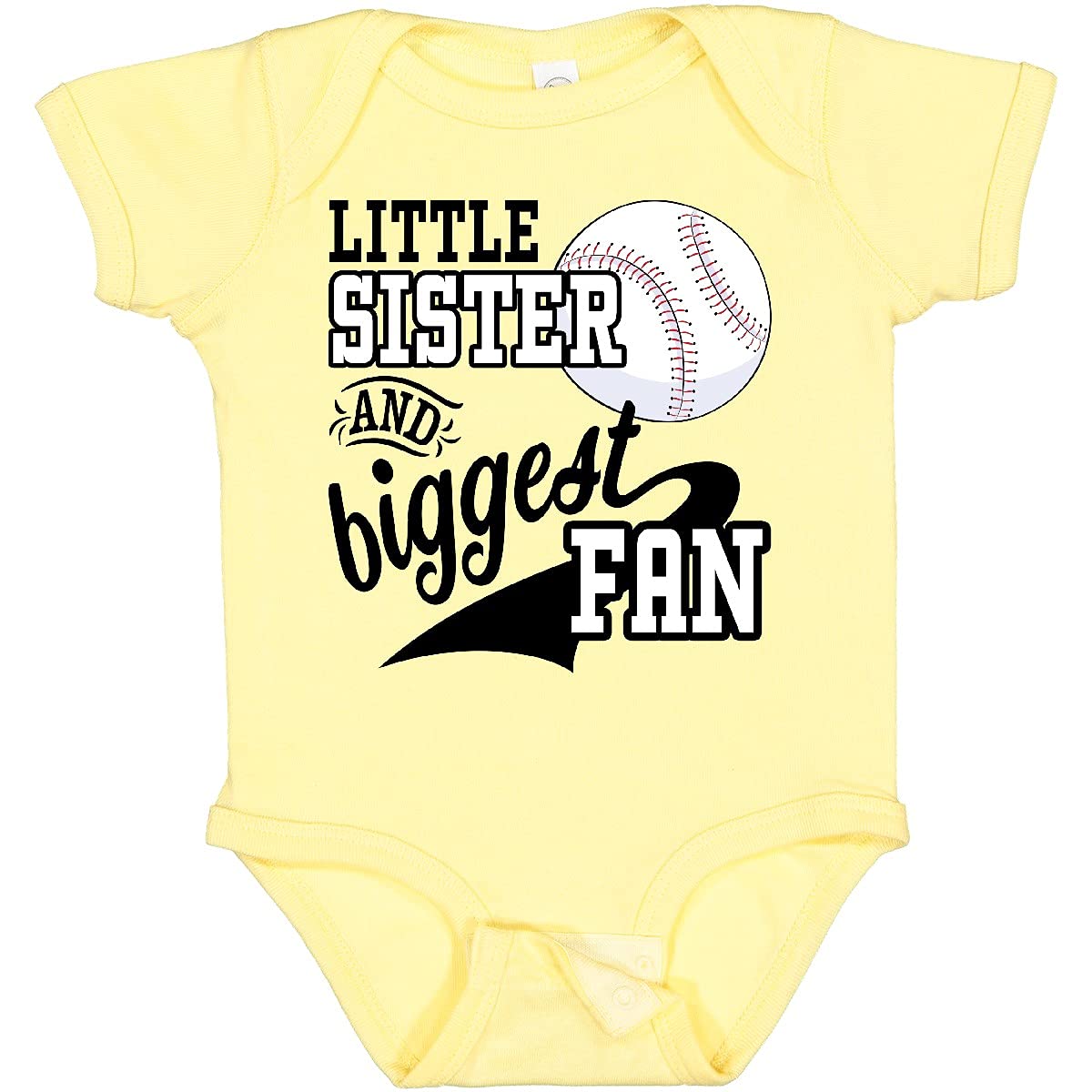 Inktastic Little Sister and Biggest Baseball Fan Baby Bodysuit - Cute Baseball-Themed Onesie for Infants & Toddlers - Perfect for Game Day, Family Photos & Sibling Matching Outfits