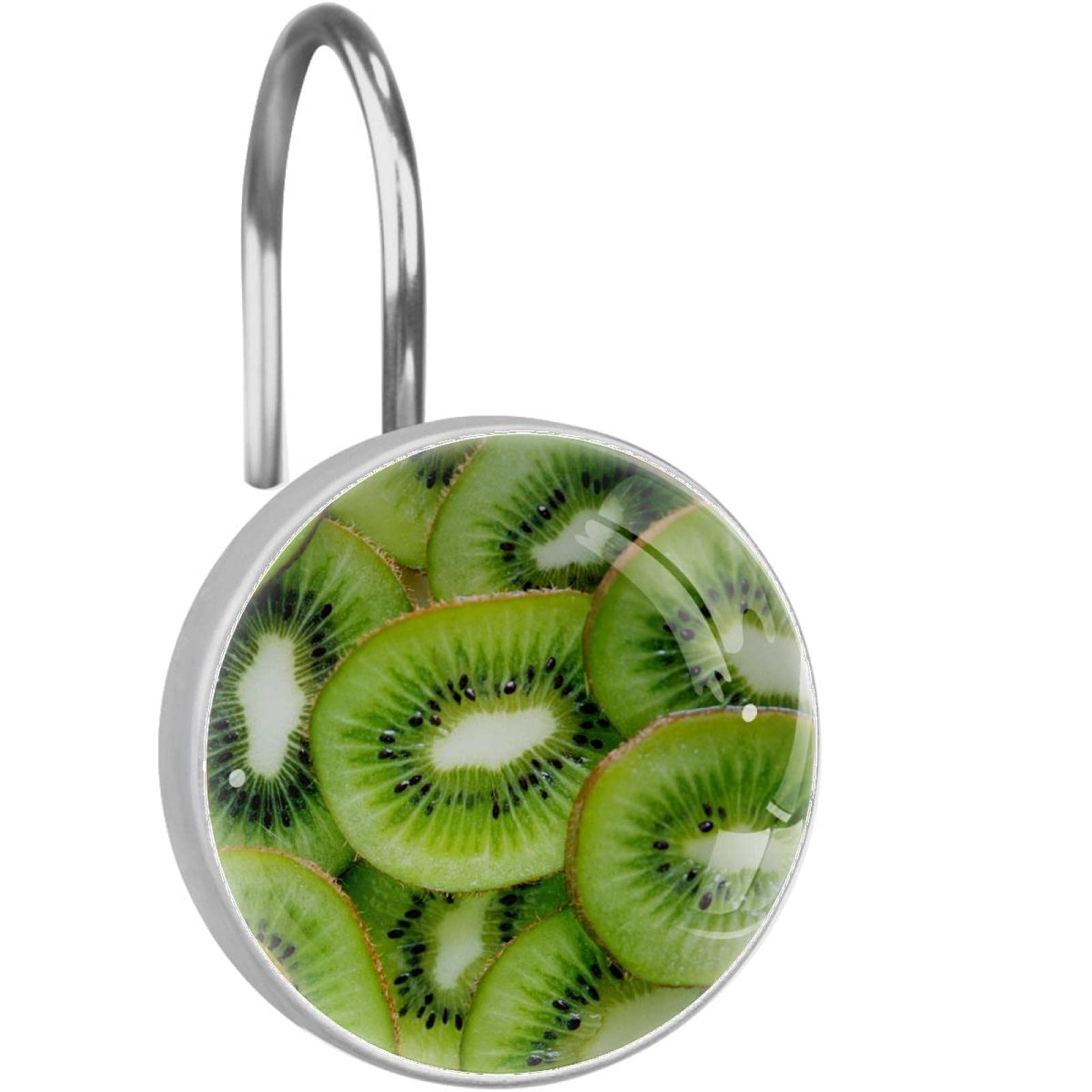 12 Pack Decorative Hooks - Heavy Duty Wall Hooks for Coats, Towels & Shower Curtains - Kiwi Fruit Design - Perfect for Bathroom, Bedroom & Entryway Organization