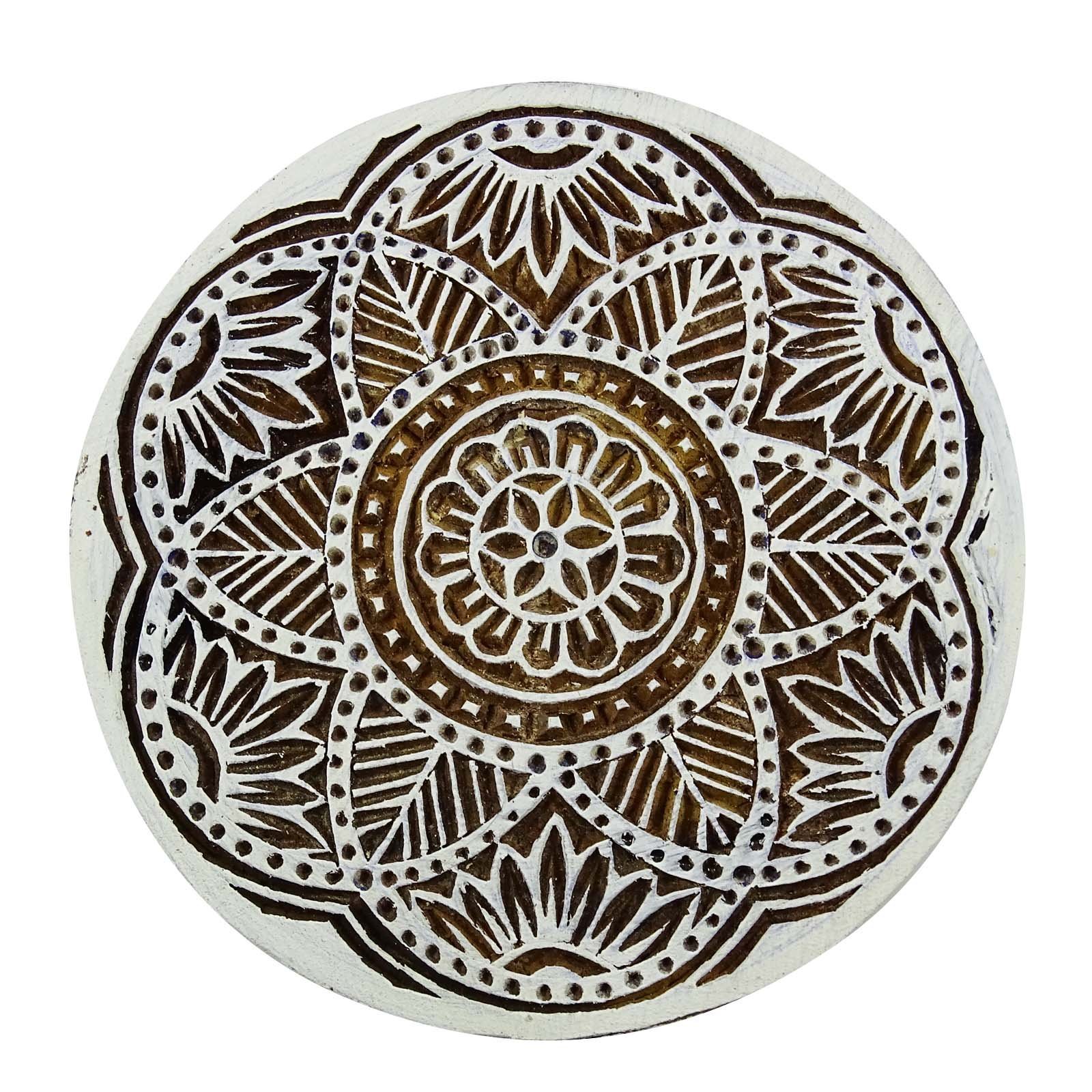 Hand Carved Floral Stamp - Indian Wooden Textile Printing Block for Fabric & DIY Crafts | Perfect for Textile Design, Scrapbooking & Home Decor Projects