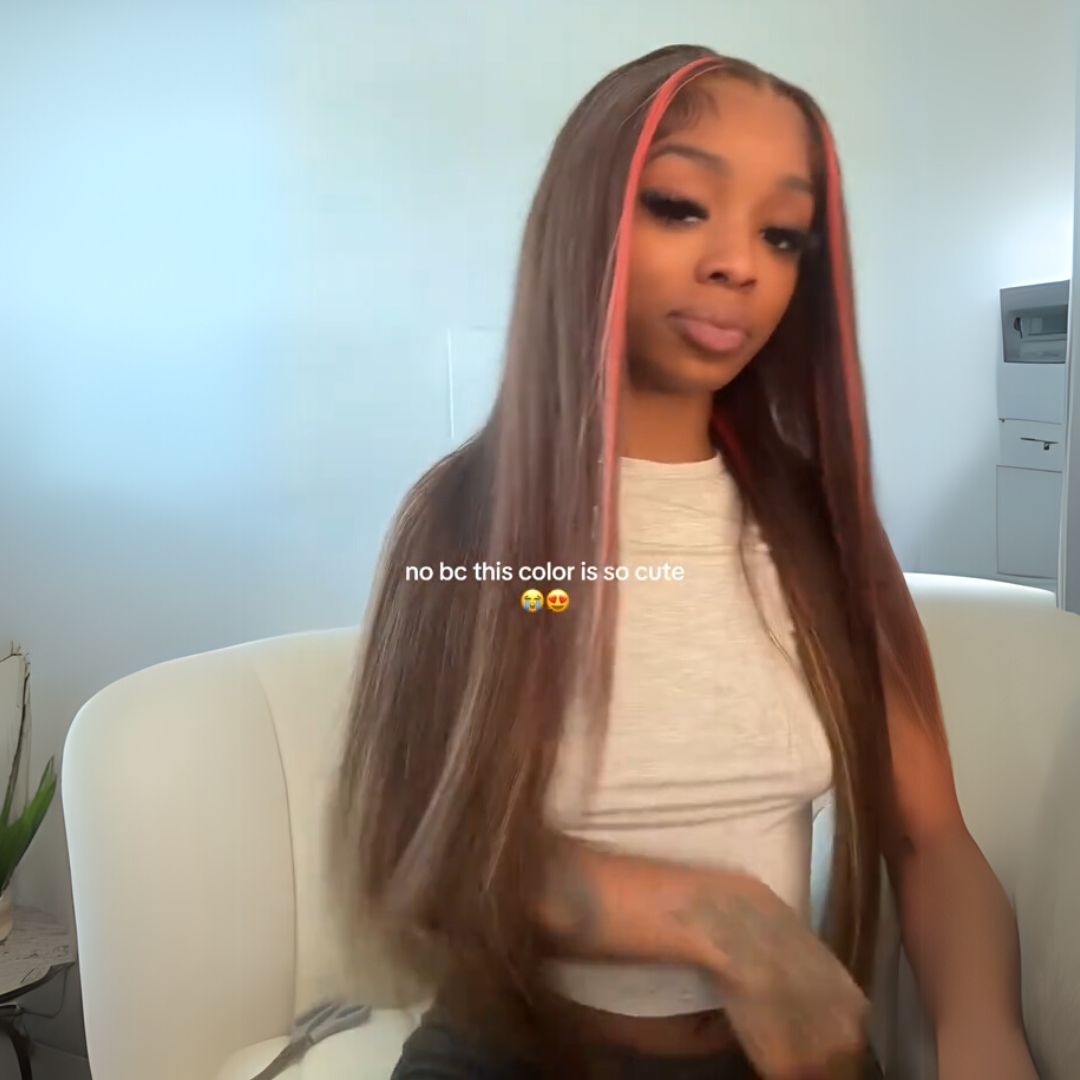 Eullair Brown & Orange Yellow Mixed Human Hair Lace Front Wig - Body Wave Glueless Wig for Women (EW009) | Perfect for Cosplay, Parties & Daily Wear