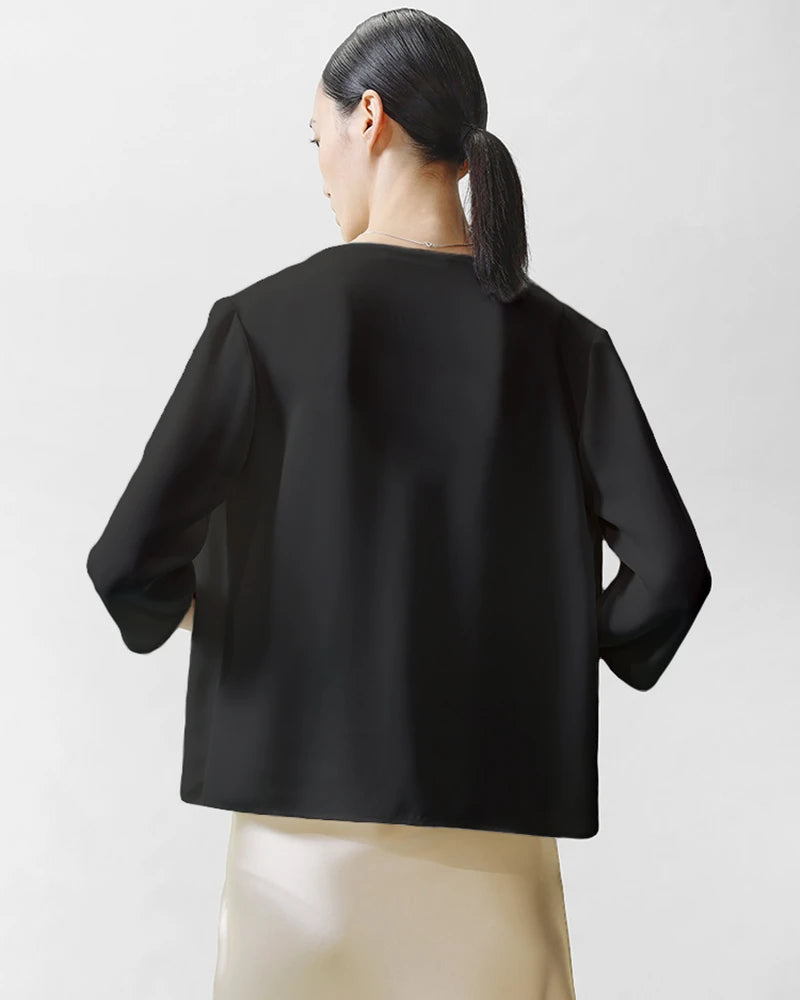 Women's Soft Silk Cardigan - Lightweight Long Sleeve Open Front Wrap Sweater for Office, Travel & Lounge Wear