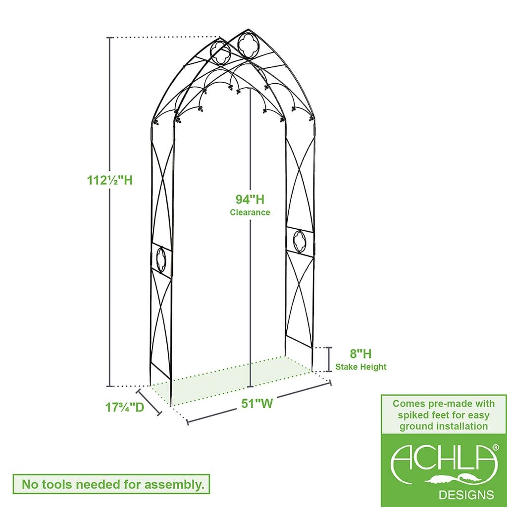 Quatrefoil Arbor by Achla Designs - Elegant Garden Trellis for Climbing Plants, Outdoor Wedding Decor & Vineyard Archway | Perfect for Roses, Wisteria & Wedding Ceremony Backdrops
