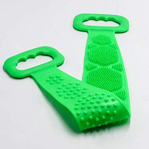 Premium Silicone Double-Sided Back Scrubber Belt - Exfoliating & Massaging Body Scrubber for Deep Cleaning | Skin-Friendly Bath Accessory (Green) | Perfect for Shower, Spa & Relaxation at Home