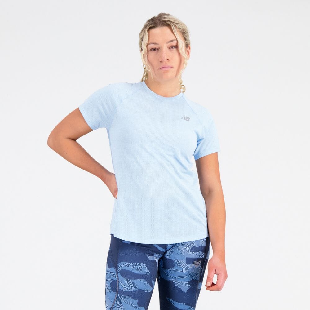 New Balance Women's ICEx Impact Run Short Sleeve Running Shirt - Moisture-Wicking & Breathable for Workouts, Jogging, and Outdoor Activities