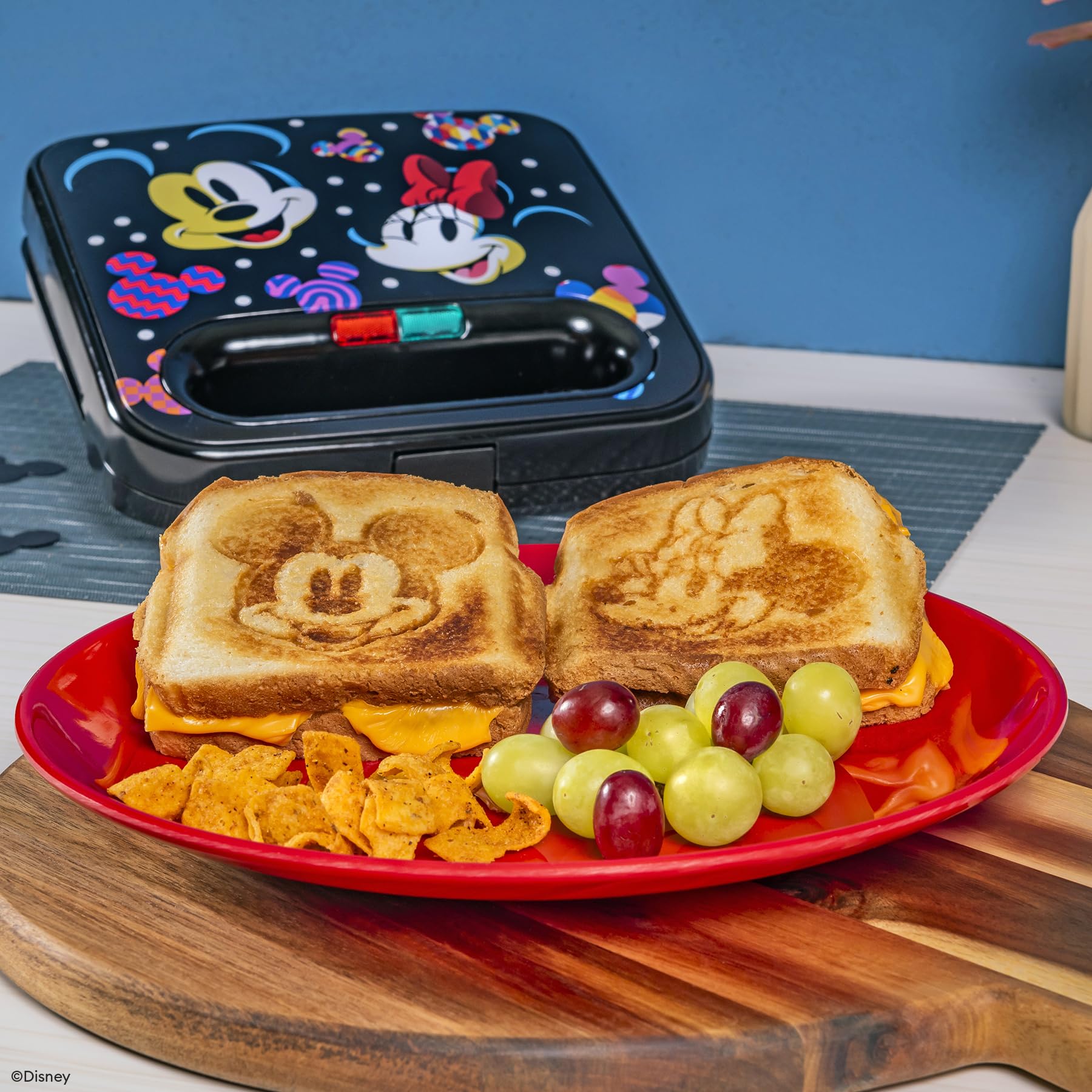 Disney Mickey and Minnie Mouse Sandwich Maker - Fun Character Toaster for Kids & Adults - Perfect for Breakfast, Snacks, and Party Food - Small Kitchen Appliance