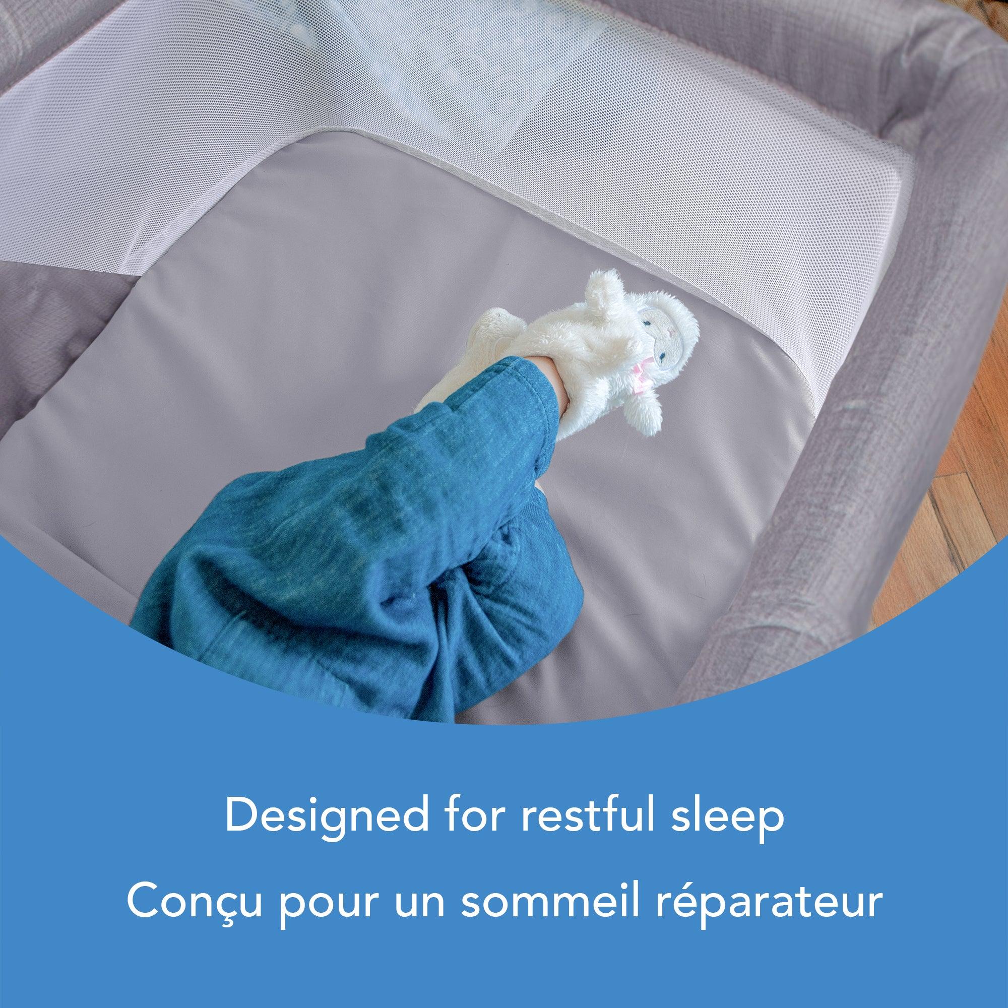 Cosco Sleep Spot Bassinet in Tranquil Grey – Portable Baby Crib for Newborns & Infants – Perfect for Nursery, Travel & Co-Sleeping
