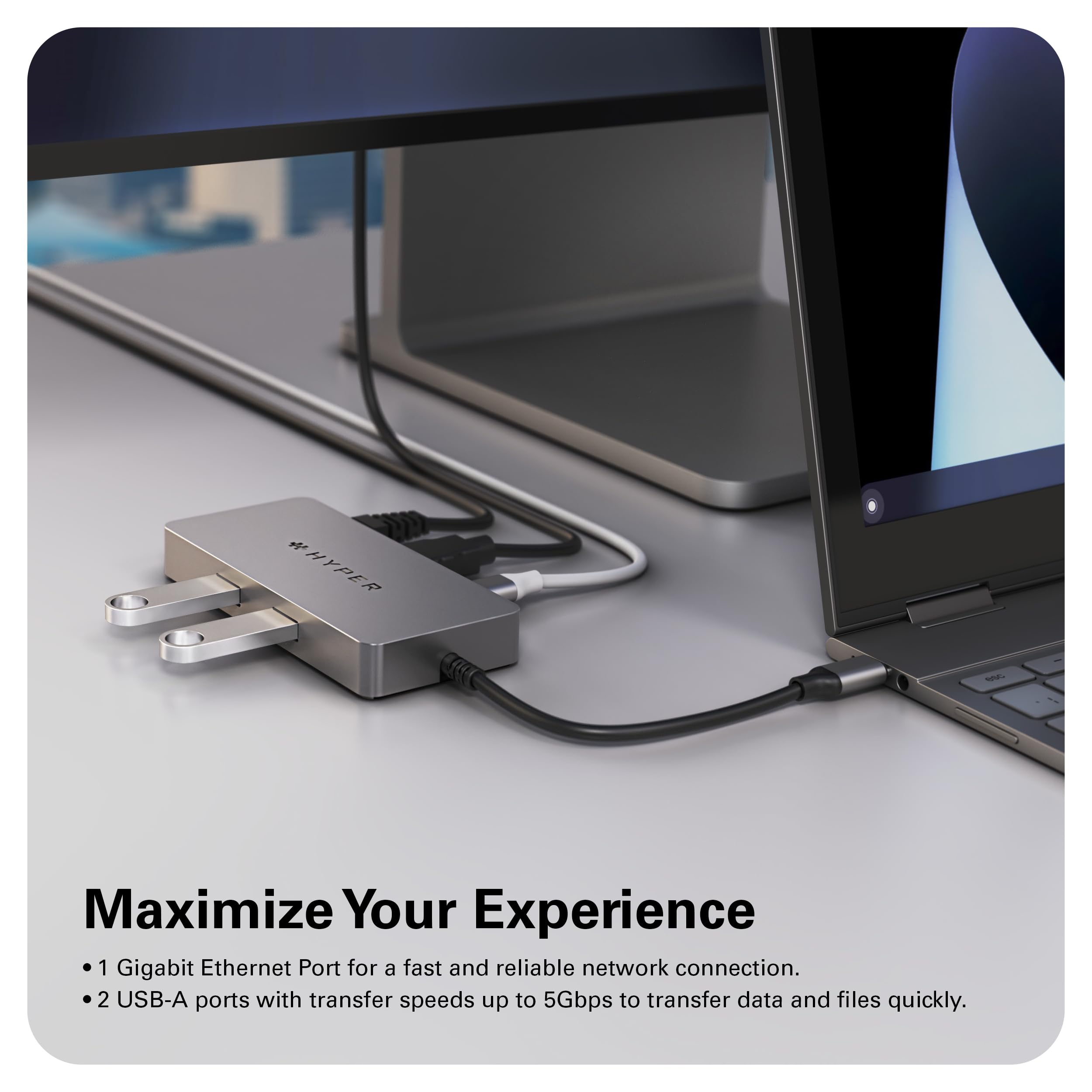 HyperDrive 5-Port USB C Hub with 86W Power Delivery, 4K HDMI, Ethernet & 5Gbps USB-A Ports - Universal USB-C Hub for MacBook, Laptop, Chromebook & USB-C Devices - Perfect for Home Office, Remote Work & Multi-Screen Setup