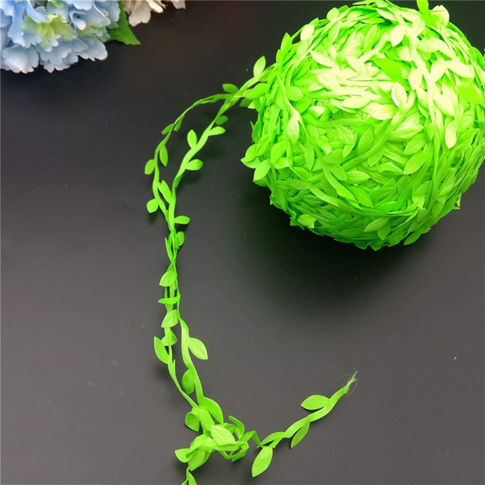 6 Meters Artificial Silk Leaves - Handmade Fake Flowers for Wedding Decor, DIY Wreath, Scrapbooking & Craft | Fluorescent Green Rose-Shaped Foliage - Perfect for Home Decor, Party Arrangements & Gift Wrapping