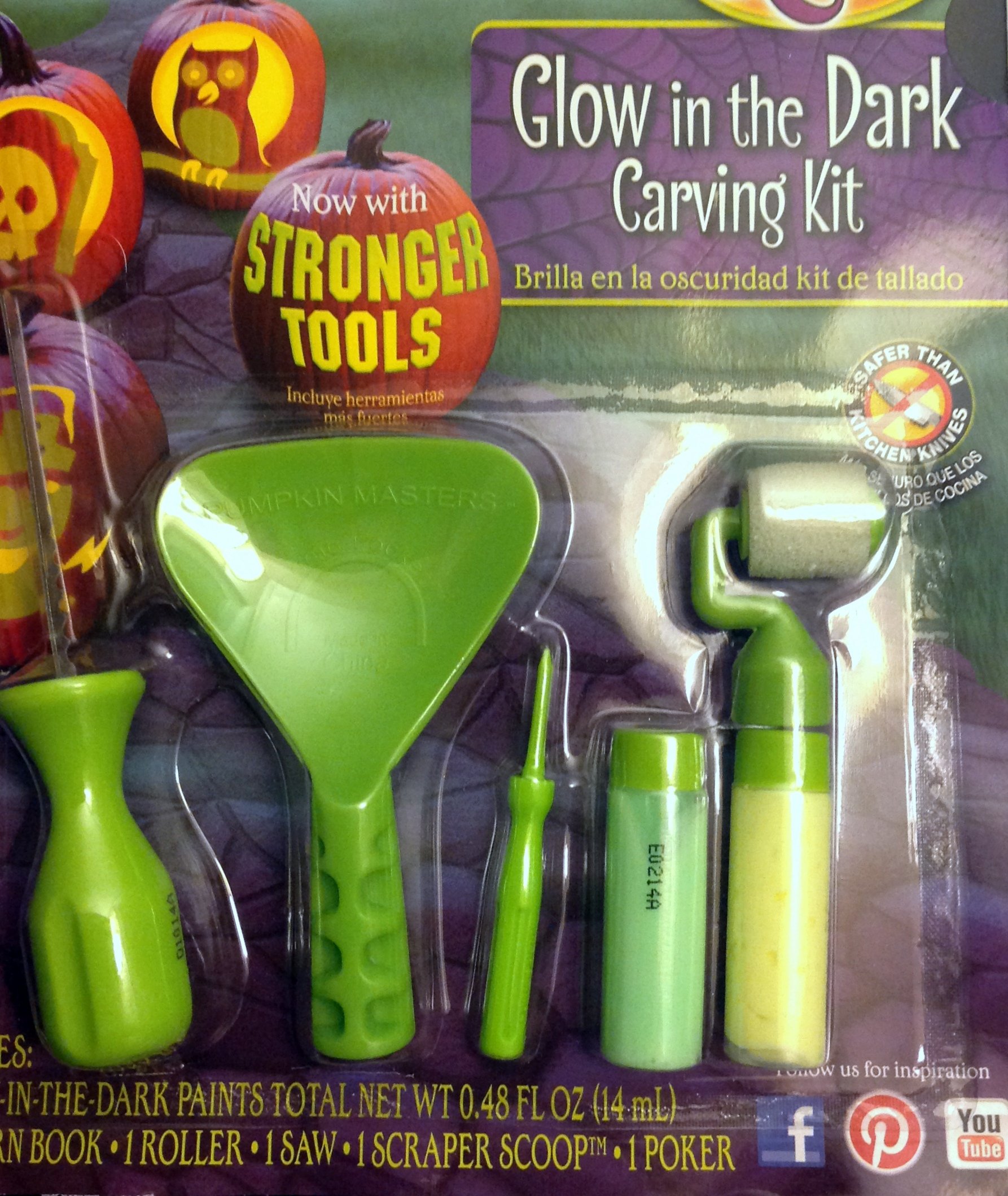 Pumpkin Masters Glow in The Dark Carving Kit for Kids - Halloween Pumpkin Decorating Tools for Safe & Fun Family Activities