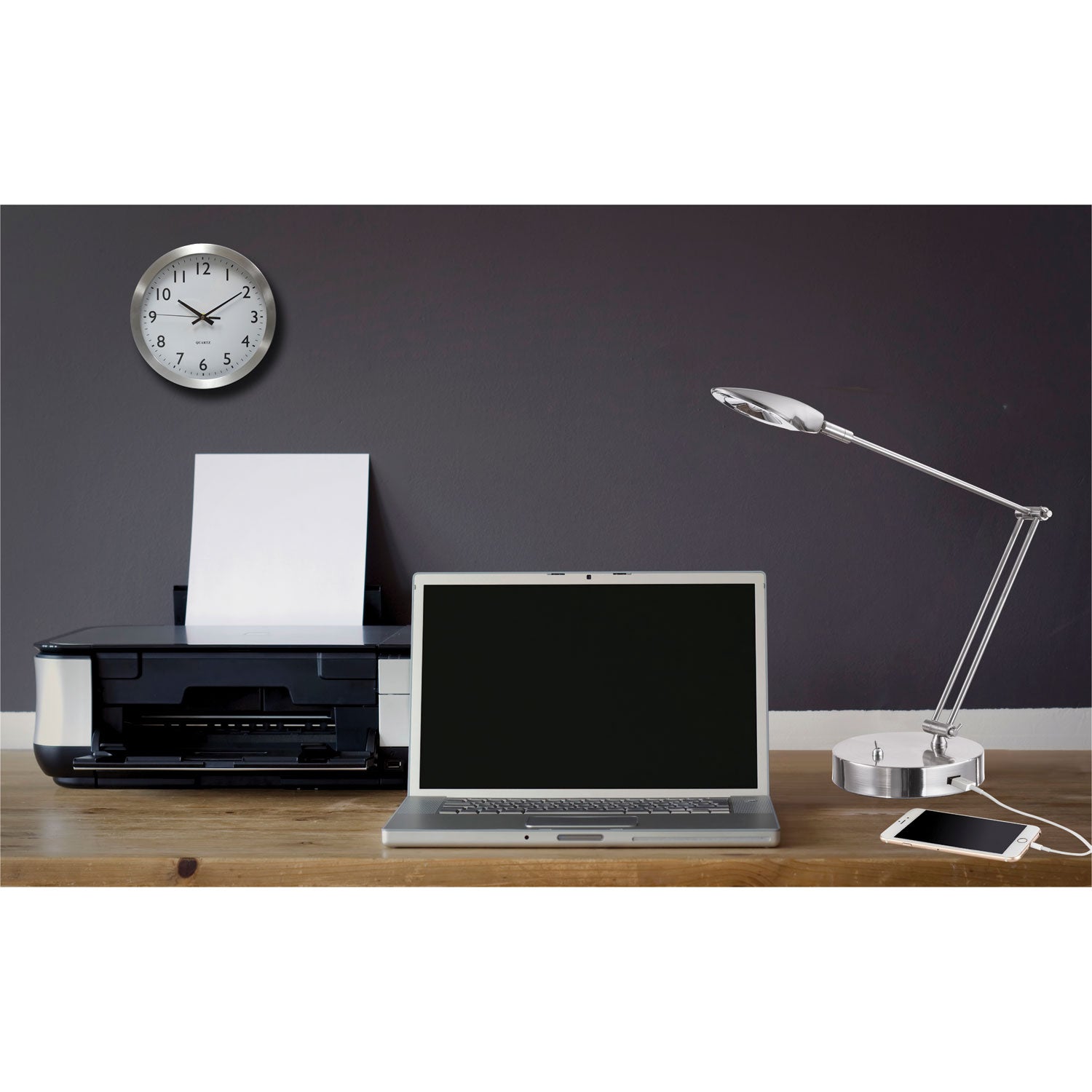 Alera® Adjustable LED Desk Lamp with USB Charging Port - 11