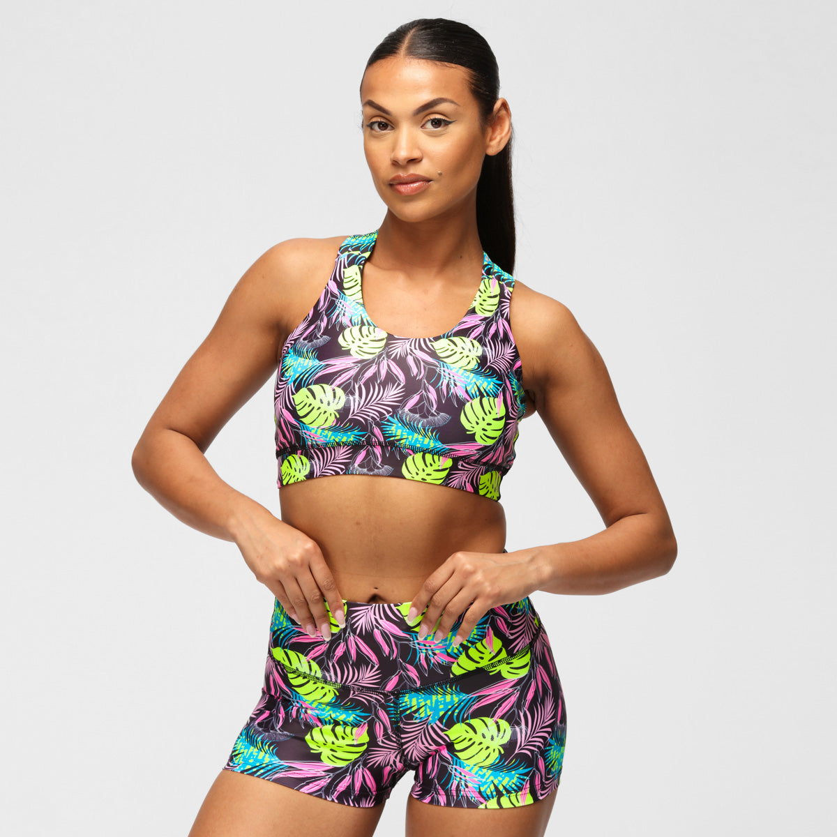 Twilight Palm Cross Back Bra - Comfortable & Supportive Sports Bra for Yoga, Running & Workouts - Perfect for Active Women