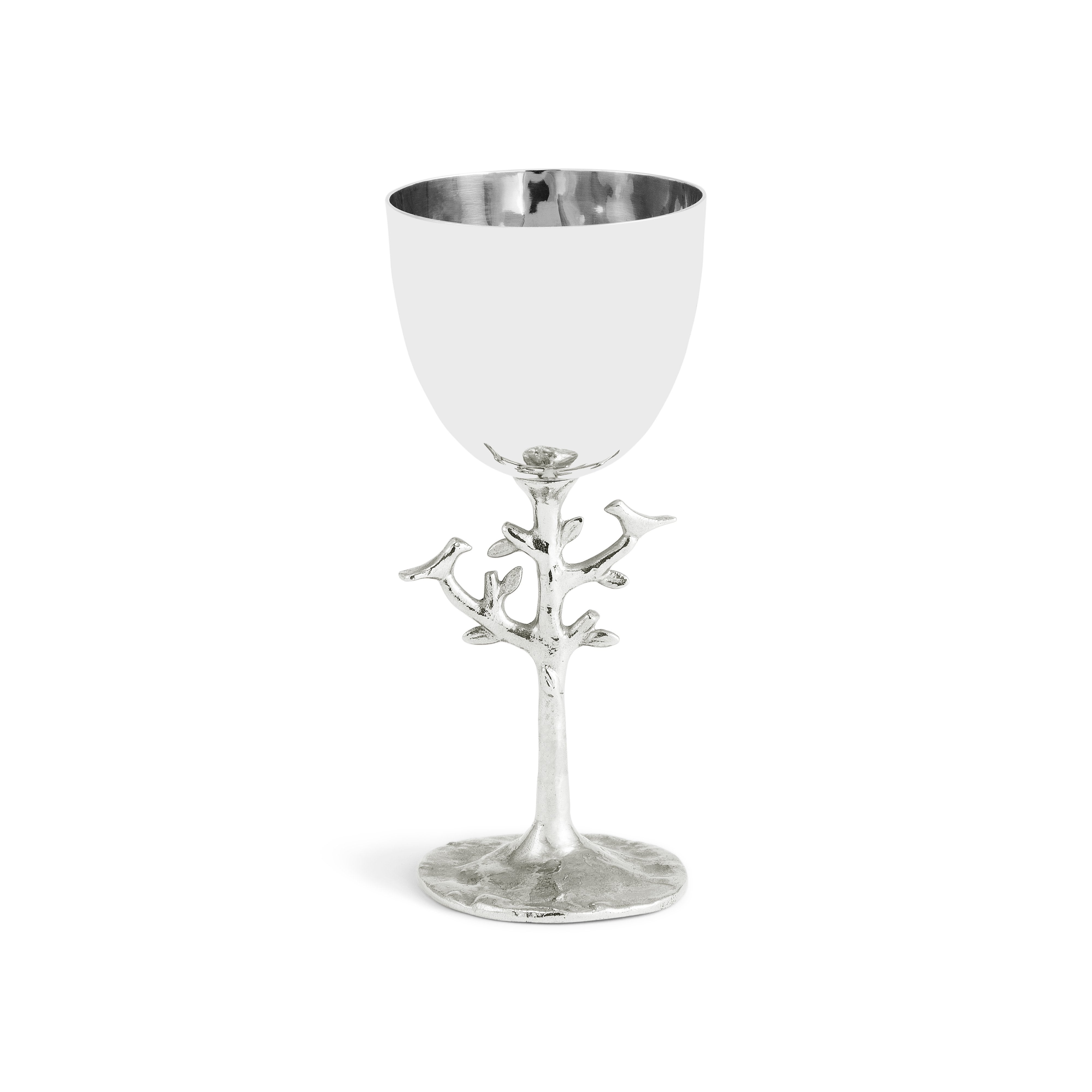 Tree of Life Kiddush Cup - Elegant Silver Jewish Blessing Wine Goblet for Shabbat & Holidays - Perfect for Jewish Ceremonies, Weddings, and Home Decor
