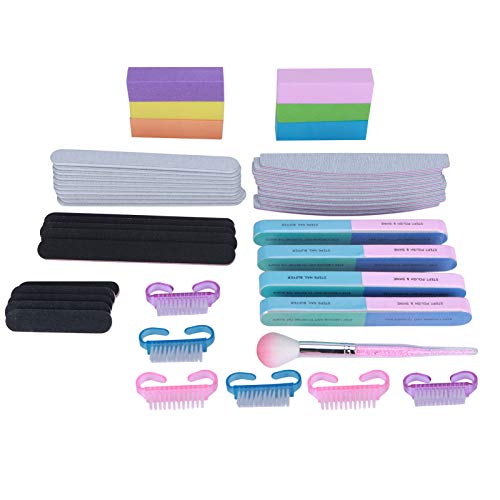 47Pcs Professional Nail File Set - Nail Art Sanding, Polishing & Buffing Kit with Dust Brush - Salon & Home Manicure Tools for Perfect Nails (Great for DIY Nail Care, Spa Treatments & Professional Salons)