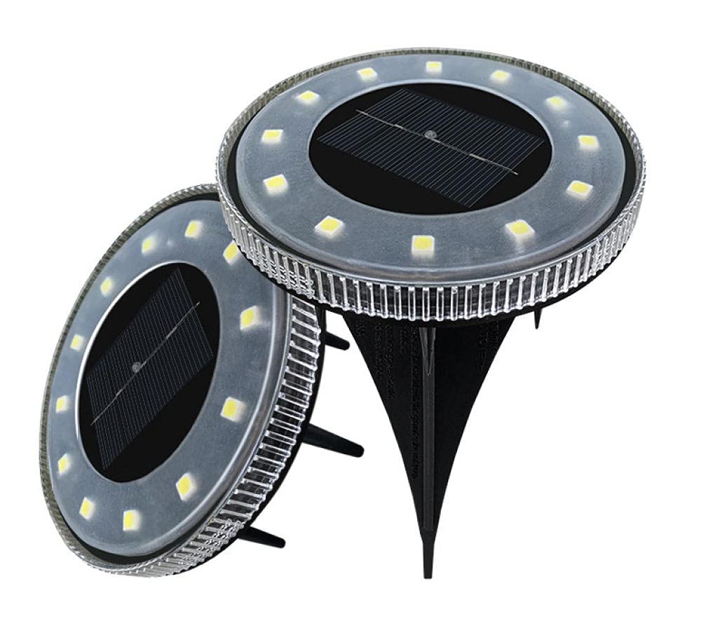 12 LED Solar Garden Lights Outdoor - Solar Powered Pathway & Patio Lighting for Yard, Lawn, Landscape Decor - 12 White LEDs (2 Pack) - Perfect for Walkways, Driveways & Garden Accent Lighting