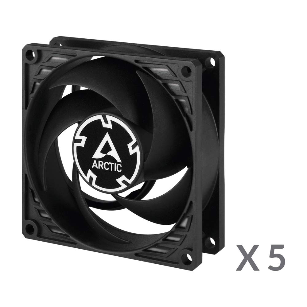 ARCTIC P8 (5 Pack) - 80mm High Performance PC Case Fan, Pressure-Optimized Cooling, Ultra Quiet 3000 RPM Motor - Black | Perfect for Gaming PCs, Workstations & Server Cooling