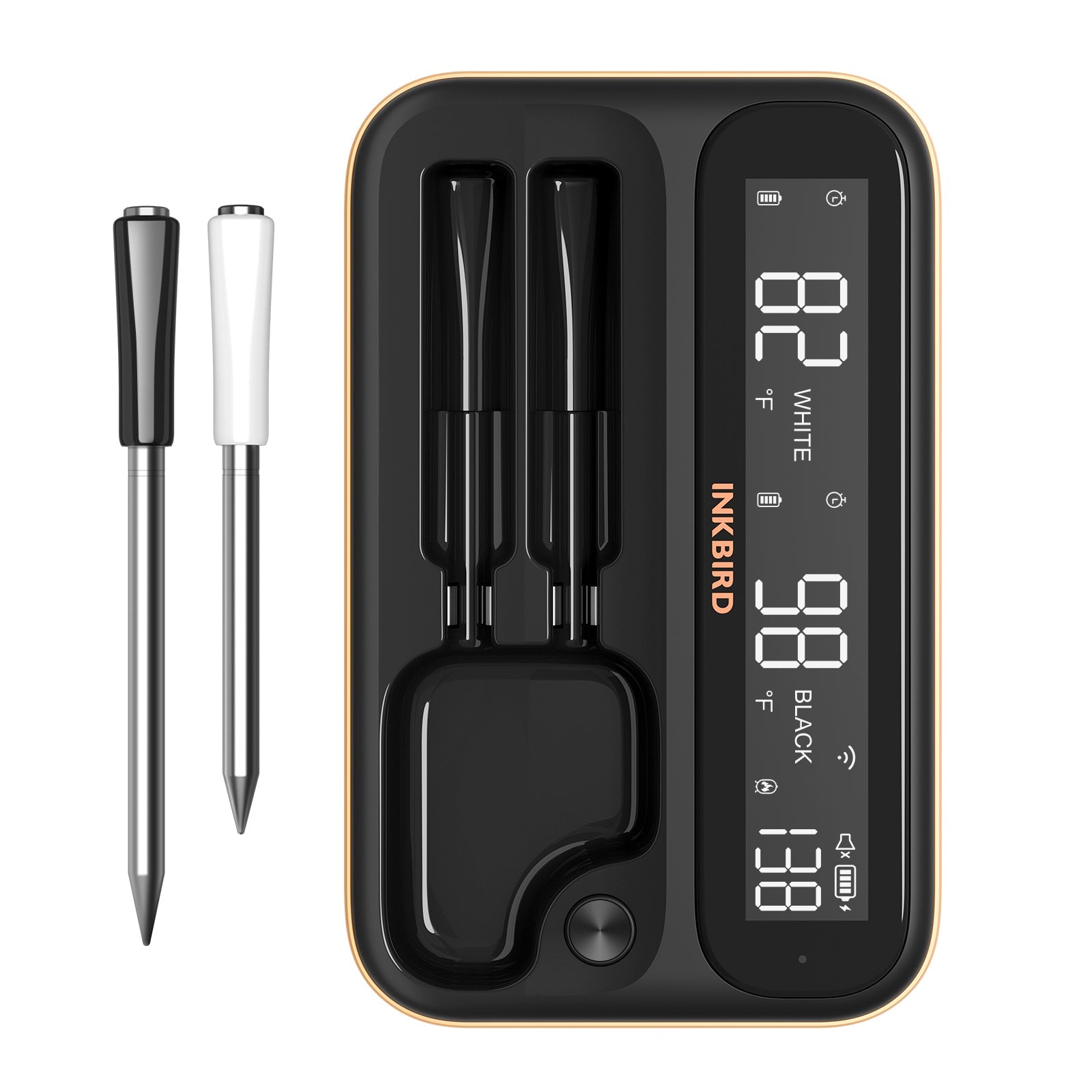 Wireless WiFi & Bluetooth Smart Meat Thermometer with Dual Probe - INT 12 BW - Perfect for Grilling, Smoking, and BBQ Cooking