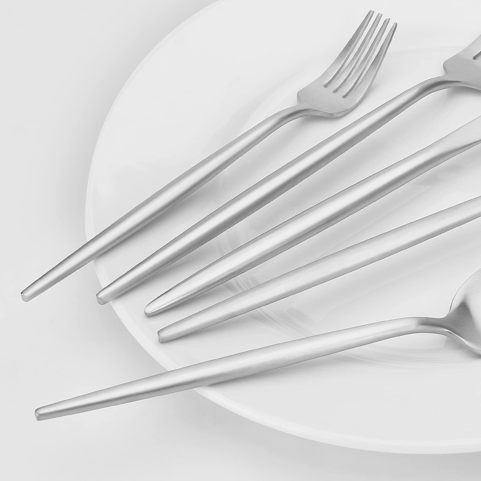 Vanys 20-Piece Matte Silverware Set - Stainless Steel Flatware Cutlery Set for 4 People with Knives, Spoons & Forks - Satin Finish Kitchen Utensils for Everyday Dining & Dinner Parties