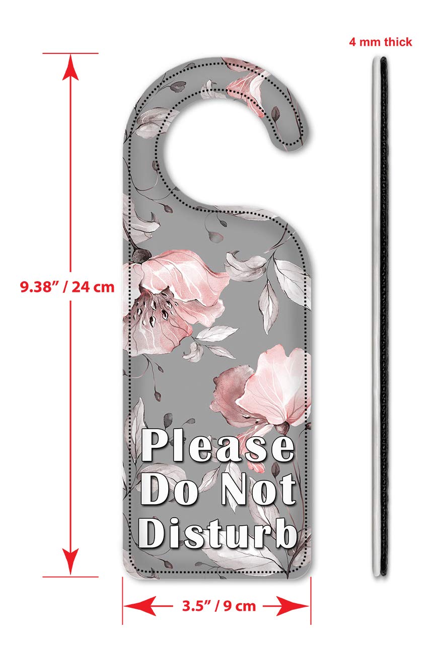 Art Plates Do Not Disturb Door Knob Hanger Sign - Gray & Pink Floral Design for Hotels, Bedrooms & Privacy - Perfect for Spa Days, Naps & Home Offices