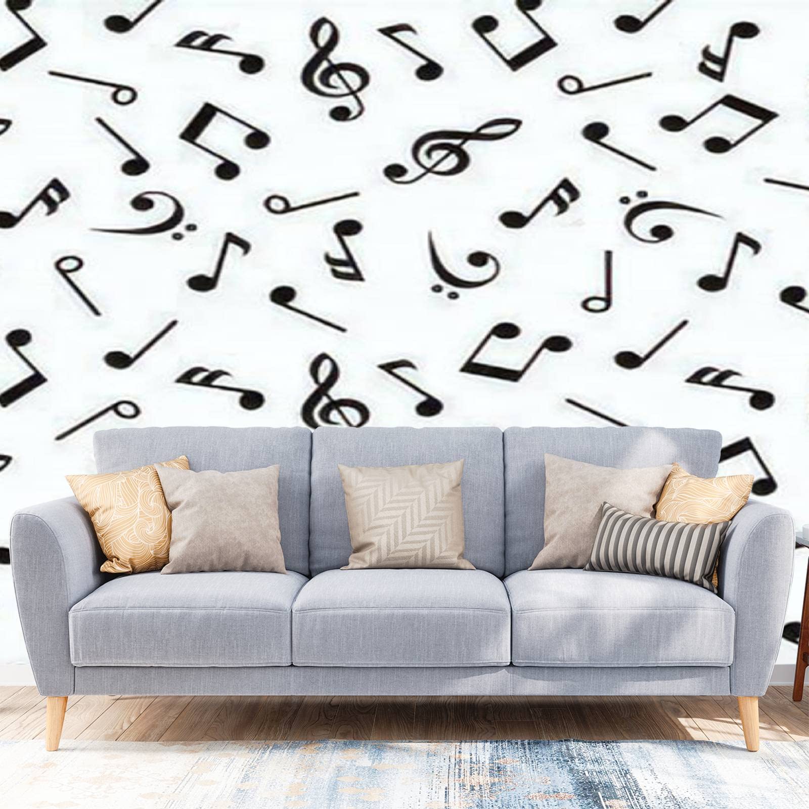 Peel and Stick Music Notes Wallpaper - Large Removable Vinyl Wall Mural with Treble Clef, Sixteenth, Eighth, Quarter & Half Notes | Self-Adhesive Decoration for Living Room, Bedroom, Nursery & Home Office
