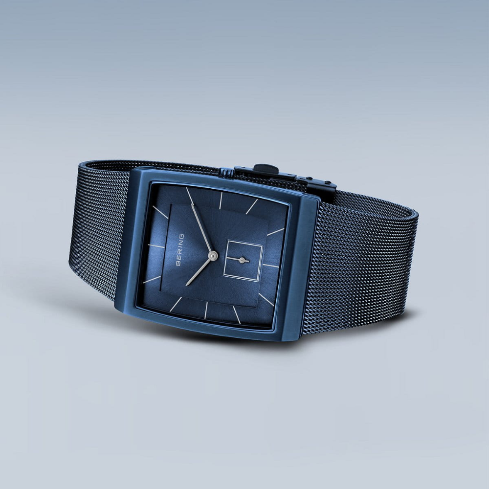Bering Classic Men's Watch with Blue Dial & Milanese Strap - Model 16033 397 | Elegant Dress Watch for Business, Formal Occasions & Everyday Wear