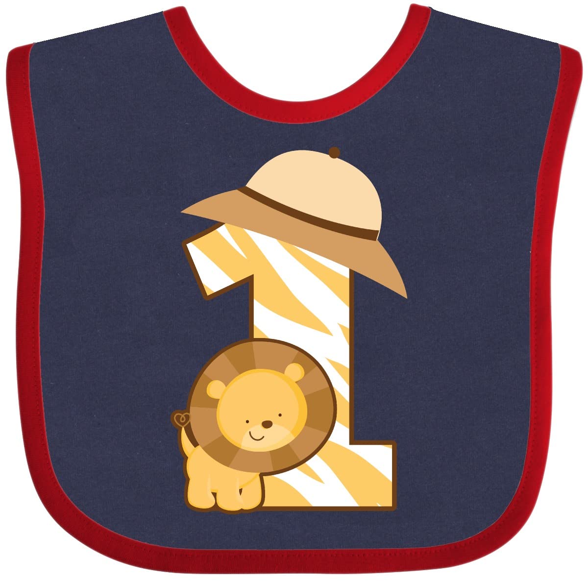Inktastic Safari 1st Birthday Jungle Animal Bib for 1 Year Old Baby - Perfect for Jungle Theme Parties, Baby Showers & First Birthday Celebrations