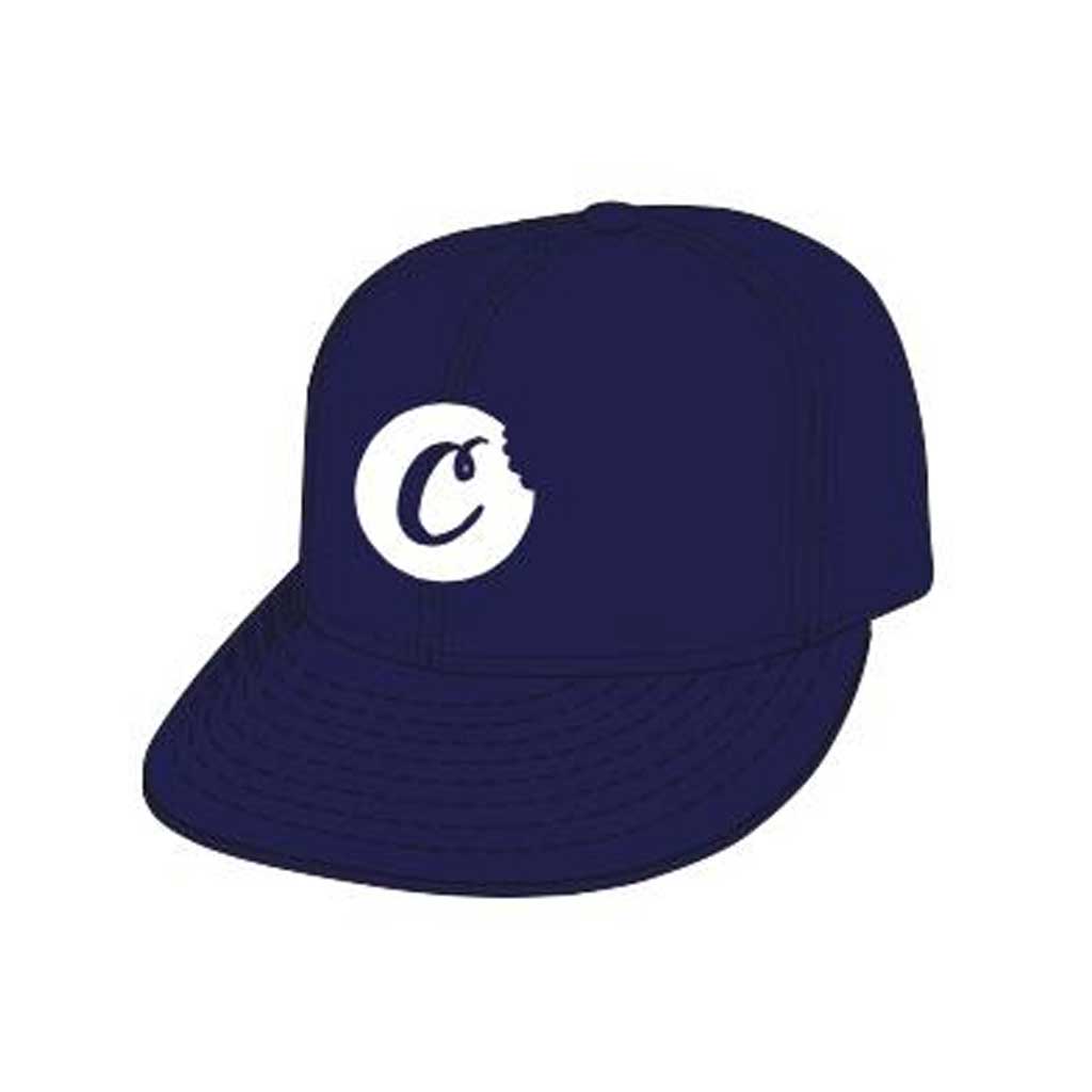 Cookies C Bite Twill Snapback Cap - Navy/White Adjustable Baseball Hat for Men & Women - Perfect for Streetwear, Hip-Hop Fashion & Outdoor Activities