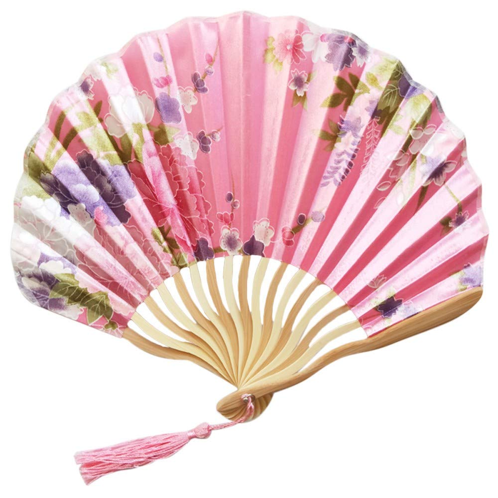 iCODOD Chinese Style Handheld Bamboo Paper Folding Fan - Floral Print Traditional Dance Fan for Summer, Weddings & Outdoor Events - Perfect for Asian Dance Performances, Wedding Decor & Cultural Celebrations