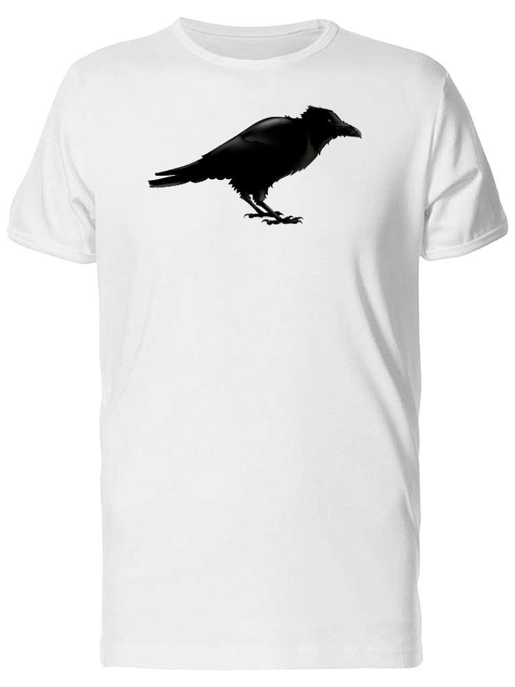 Black Raven Silhouette Graphic T-Shirt for Men | Gothic Style Cotton Tee | Casual Streetwear & Halloween Outfit