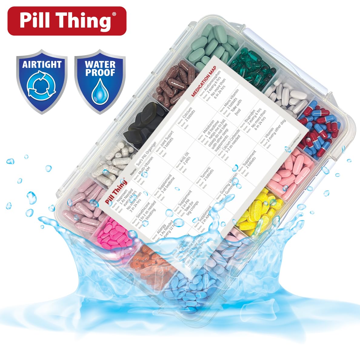Large Monthly Pill Organizer with Built-in Handle - Deep Compartment Medicine Case with Airtight Lid - Travel Pill Box for Daily Medication & Vitamins - Perfect for Home, Office, and Travel Use
