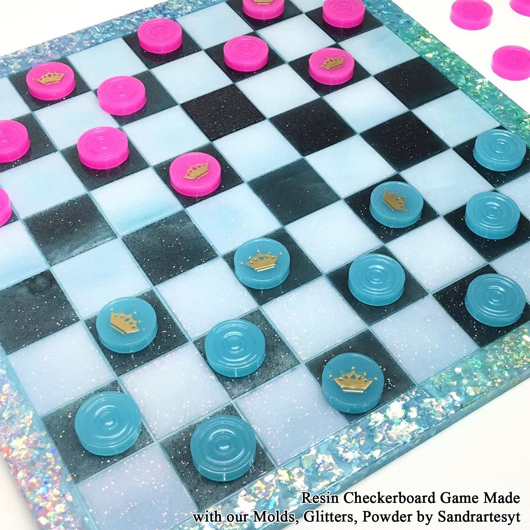 Checkerboard Game Epoxy Resin Silicone Molds - 2-Piece Set for Chess Pieces & Jewelry Making - Perfect for DIY Crafts, Resin Casting, and Board Game Accessories