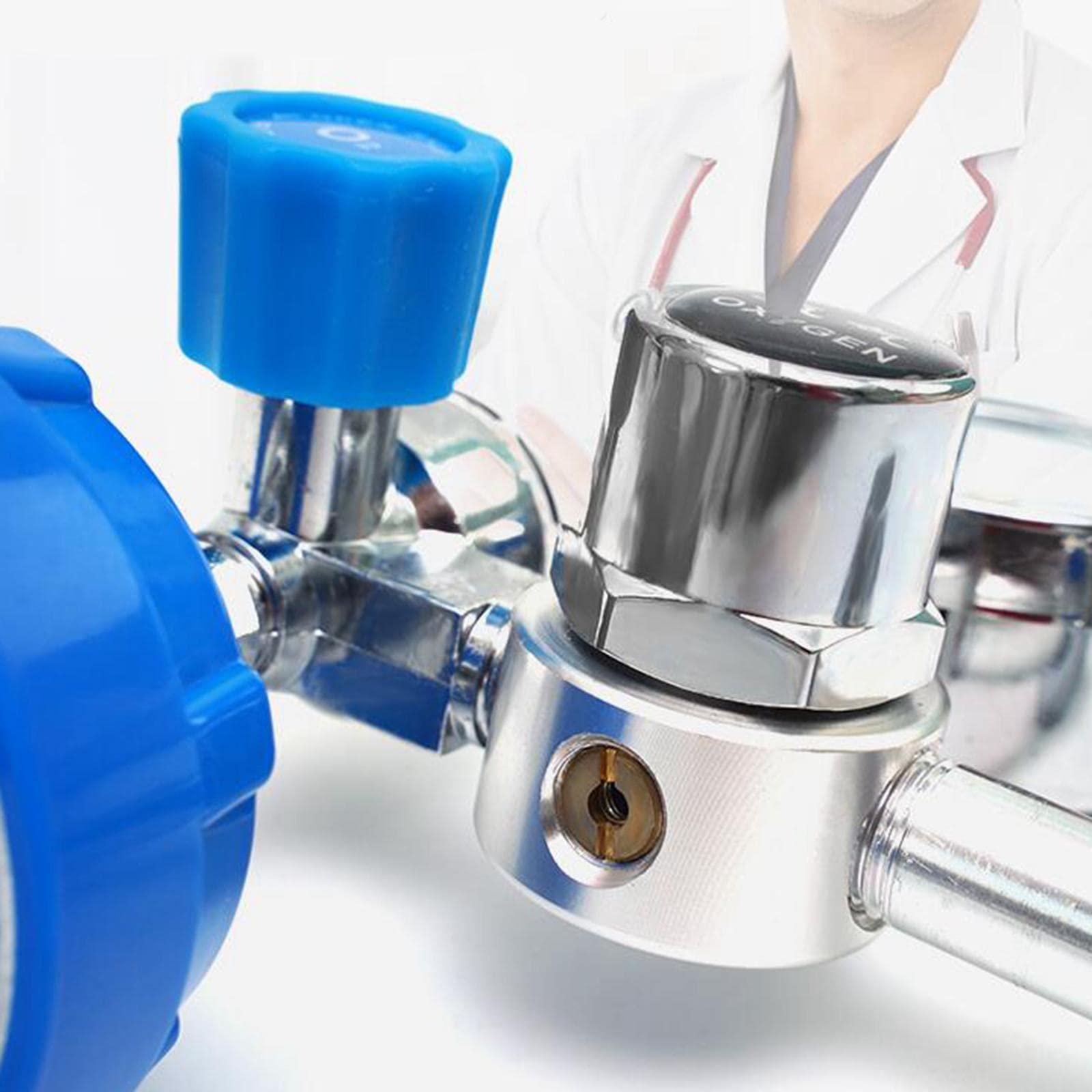 SAZ DEKOR Oxygen Flowmeter Regulator with Pressure Gauge - Medical Gas Flow Control for Inhalation Therapy, Home & Hospital Use